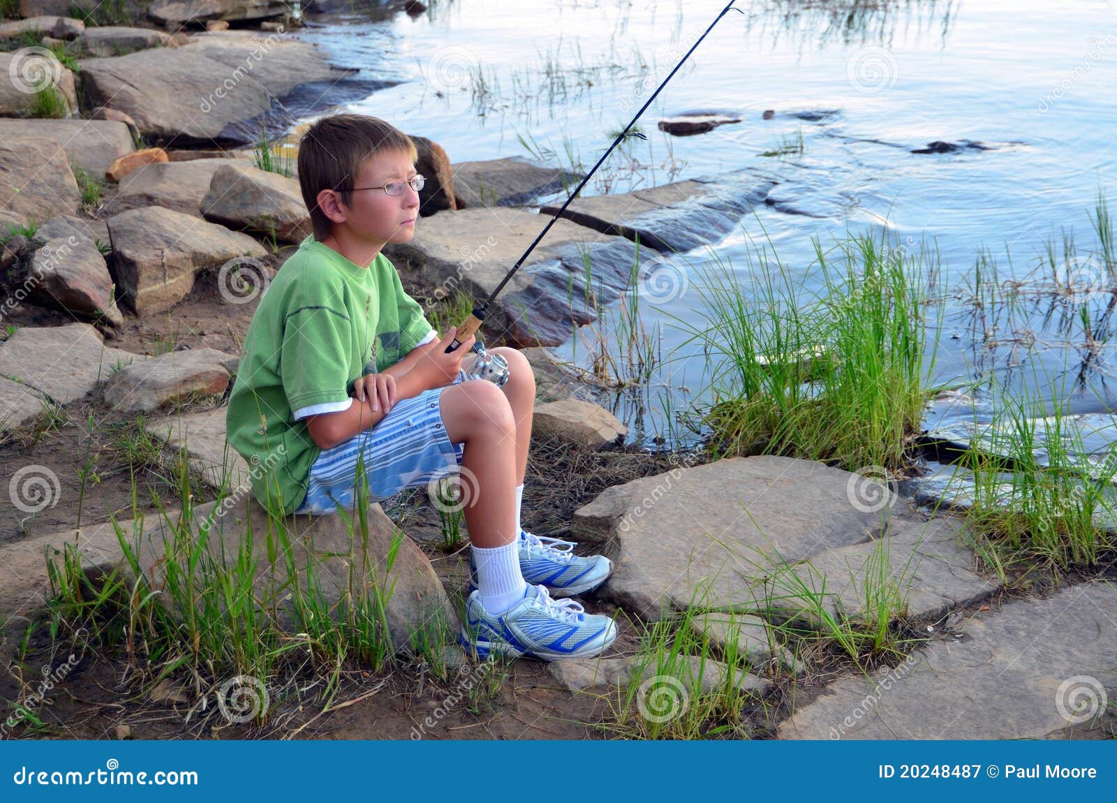 Fishing Boy stock image. Image of fish, humor, plants - 20248487