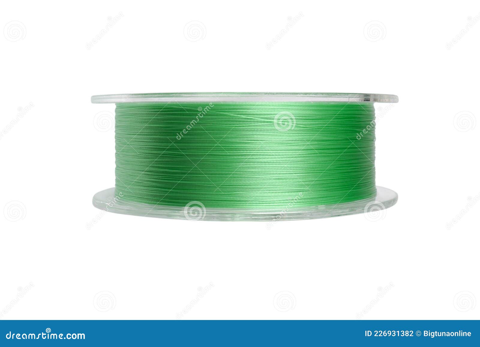 Fishing Braided Line Isolated on White Background. Spool of Green