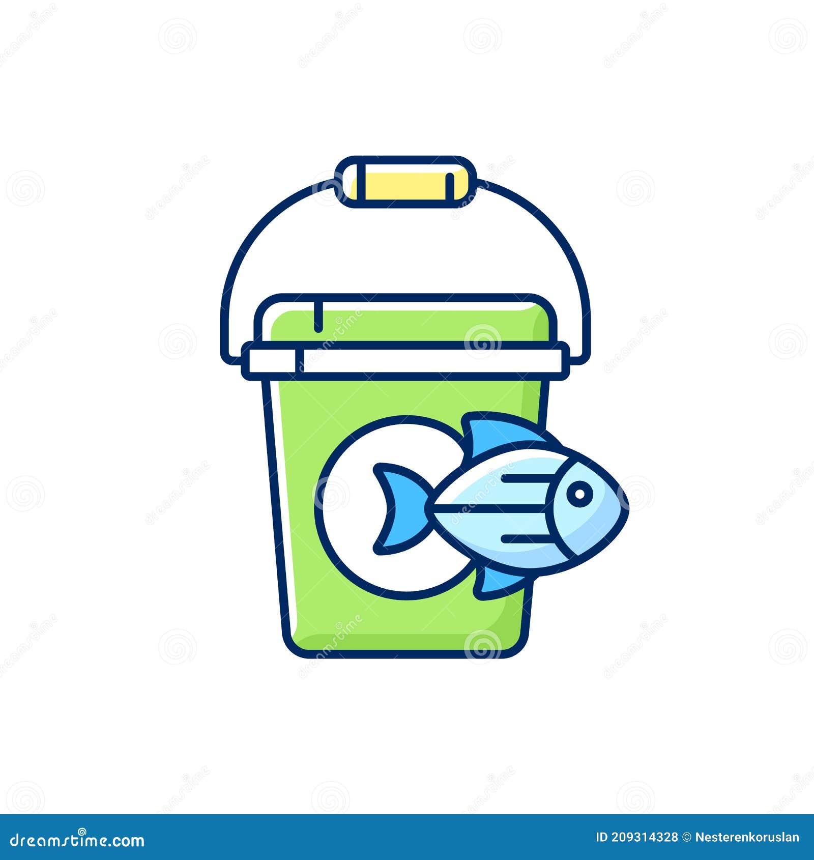 Fishing Bucket RGB Color Icon Stock Vector - Illustration of fishing, full:  209314328