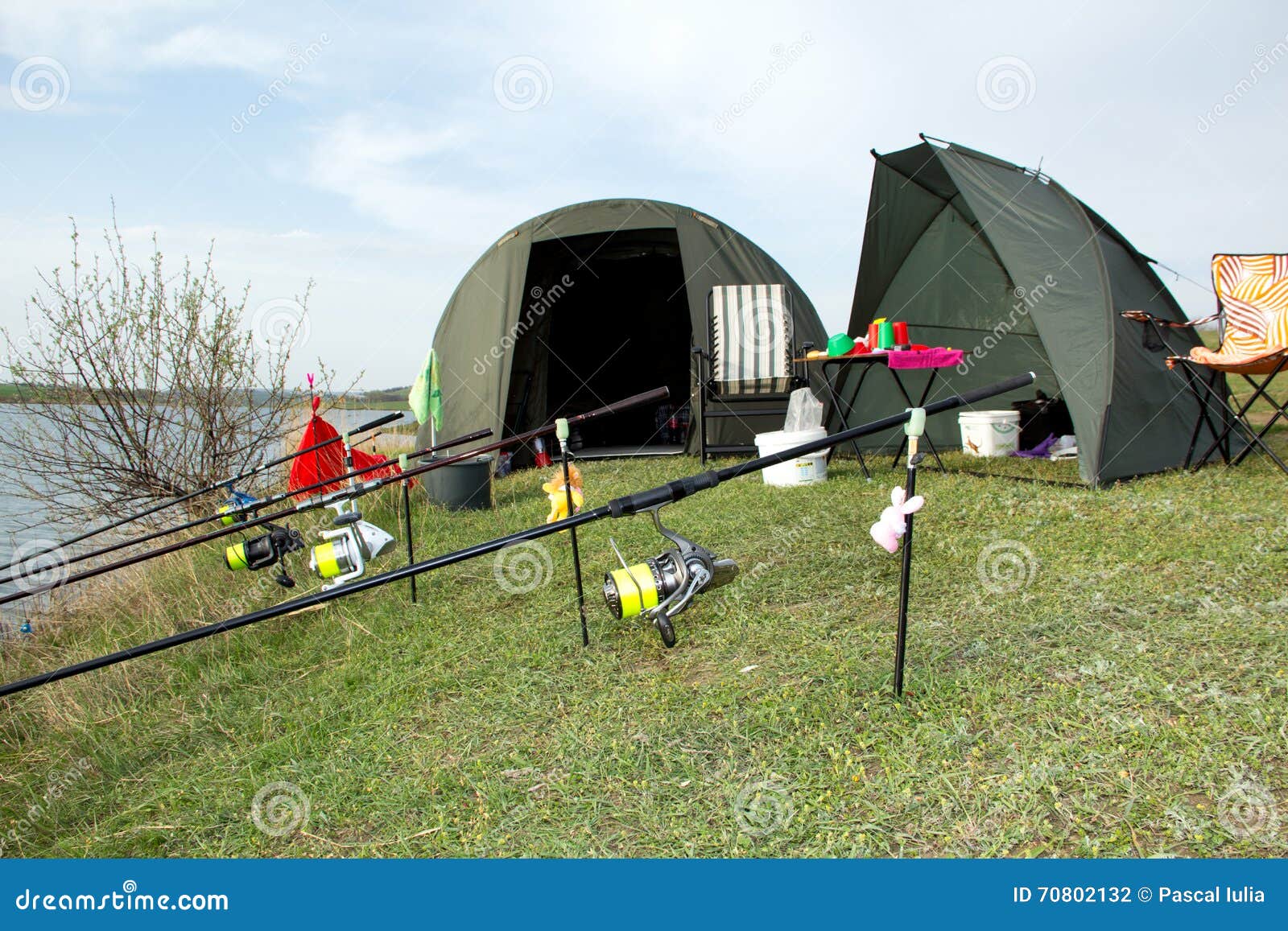 Fishing camp by the lake stock photo. Image of shore 70802132