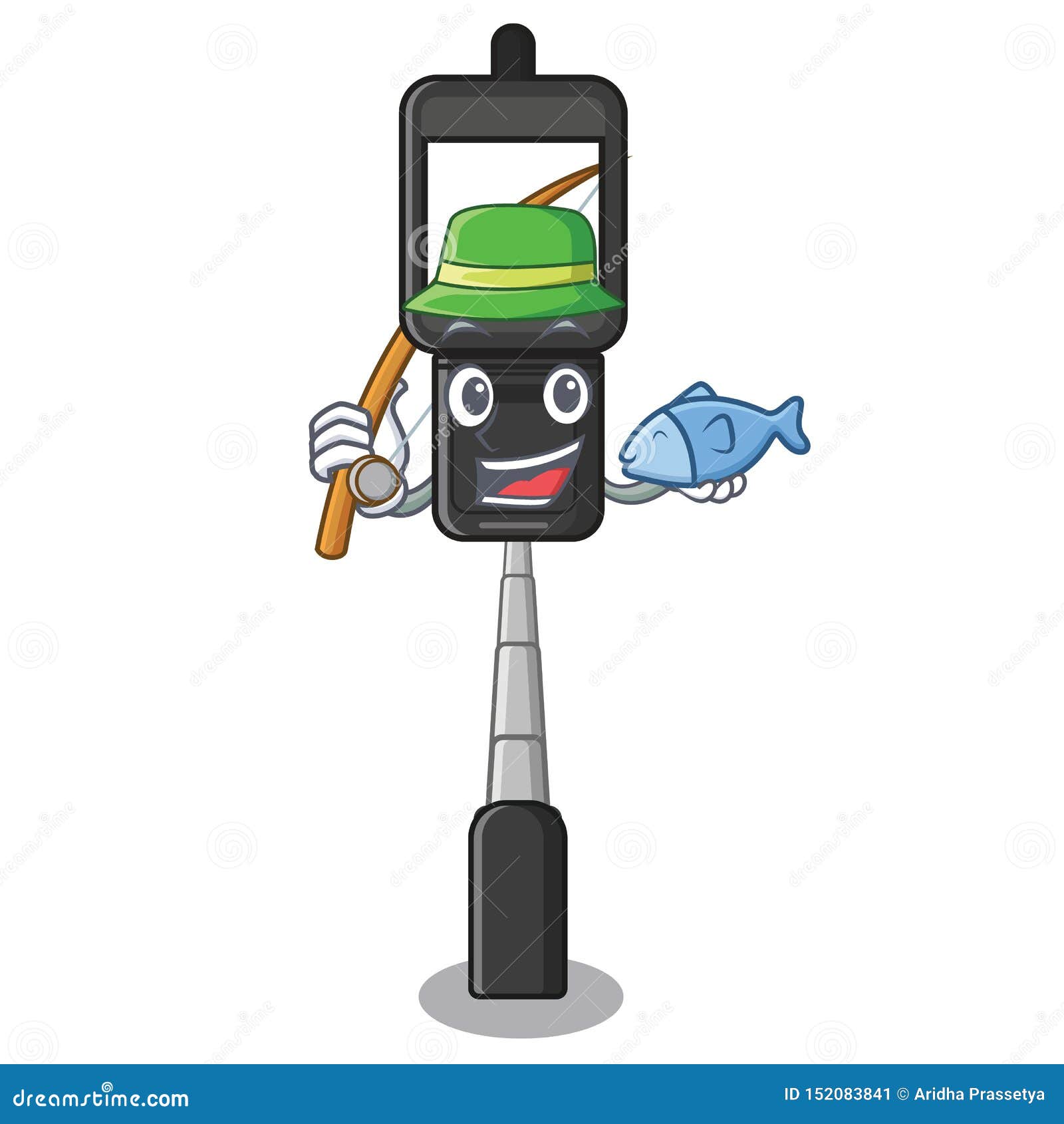 Fishing Cell Phone Holder on a Character Stock Vector