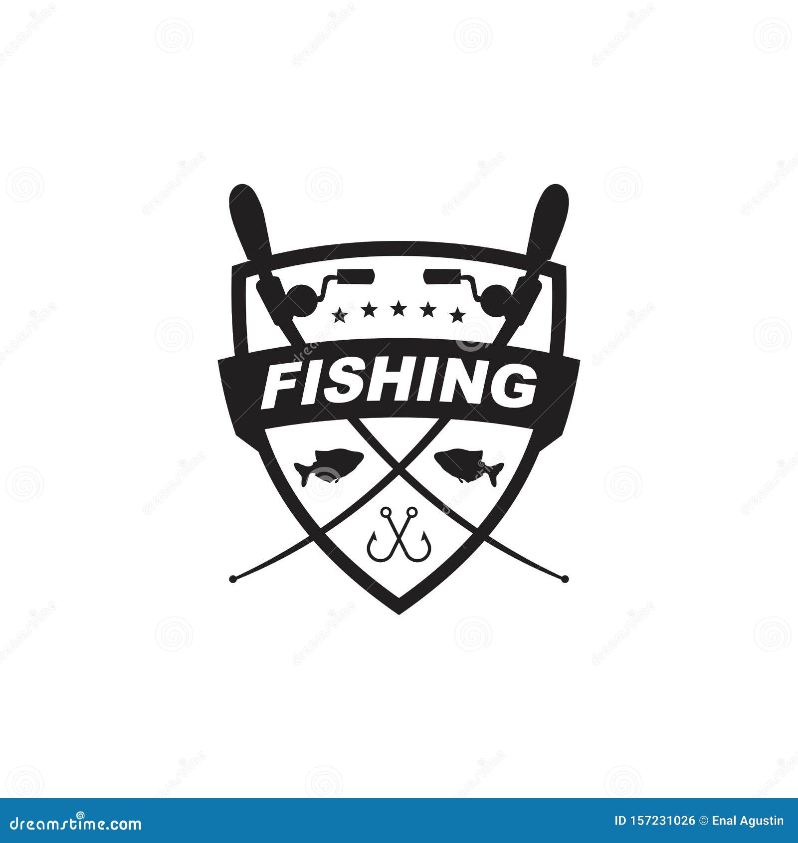 Fishing Club Logo Design Vector Template Stock Vector Illustration of