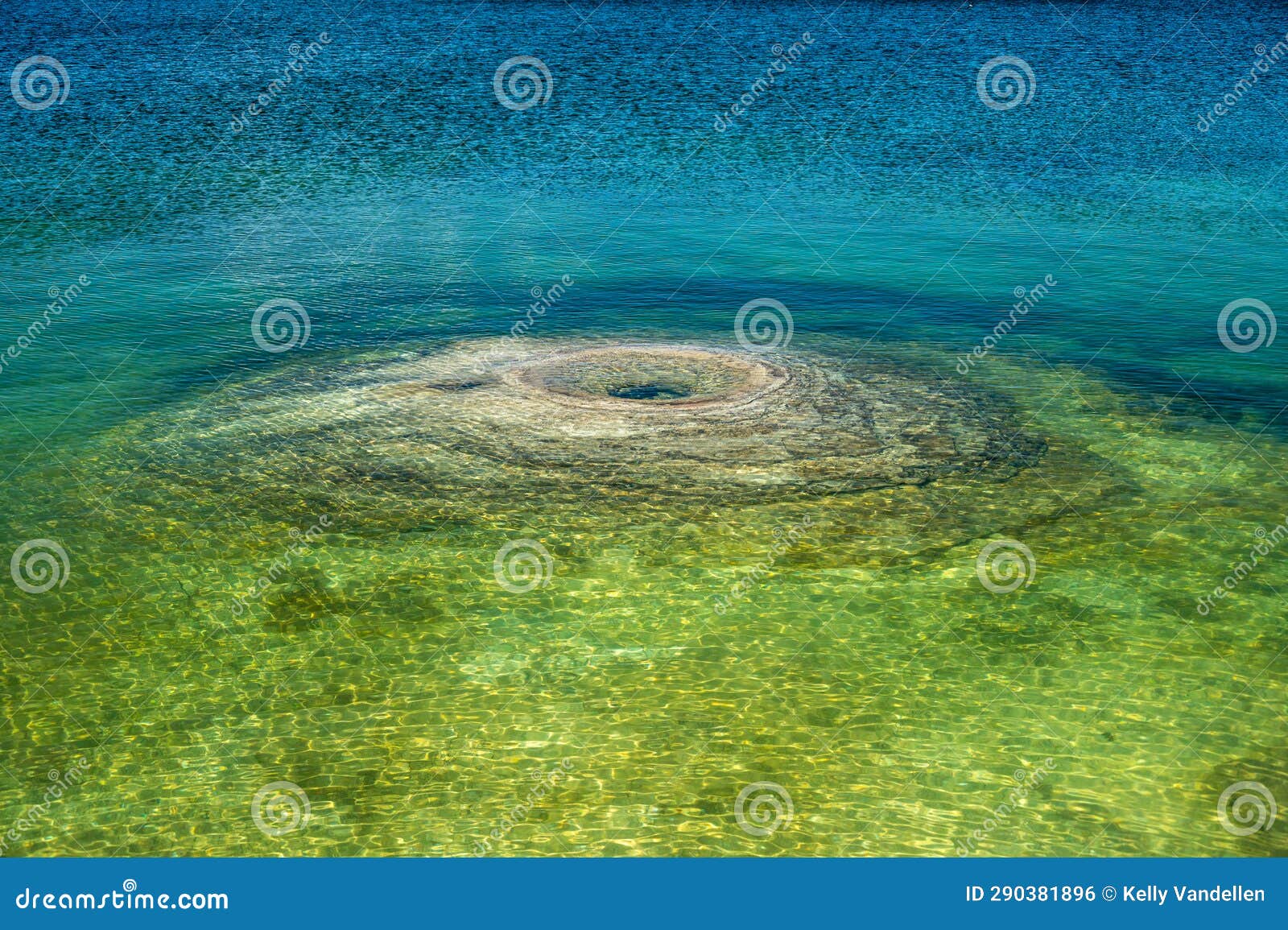 Fishing Cone Below the Clear Water of Yellowstone Lake Stock Photo