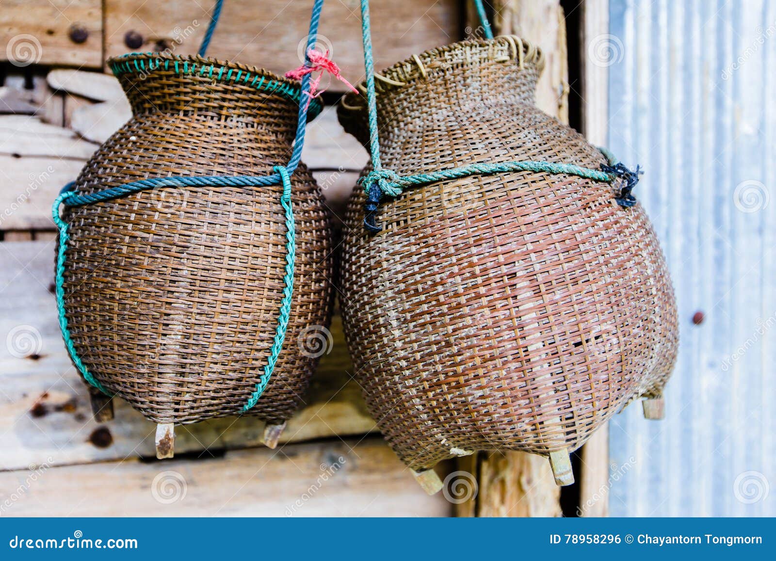 Fishing Creel, Basketwork Made from Bamboo Stock Photo - Image of asia,  lifestyle: 78958296