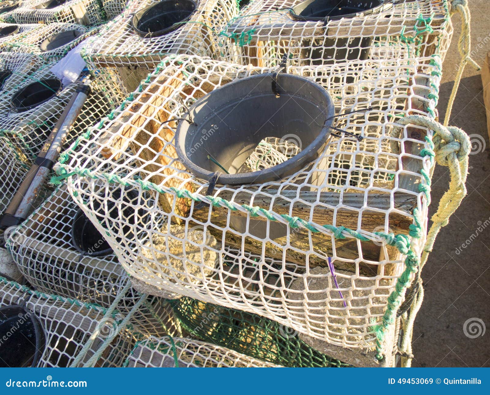 Fishing creels closeup stock image. Image of quayside - 49453069