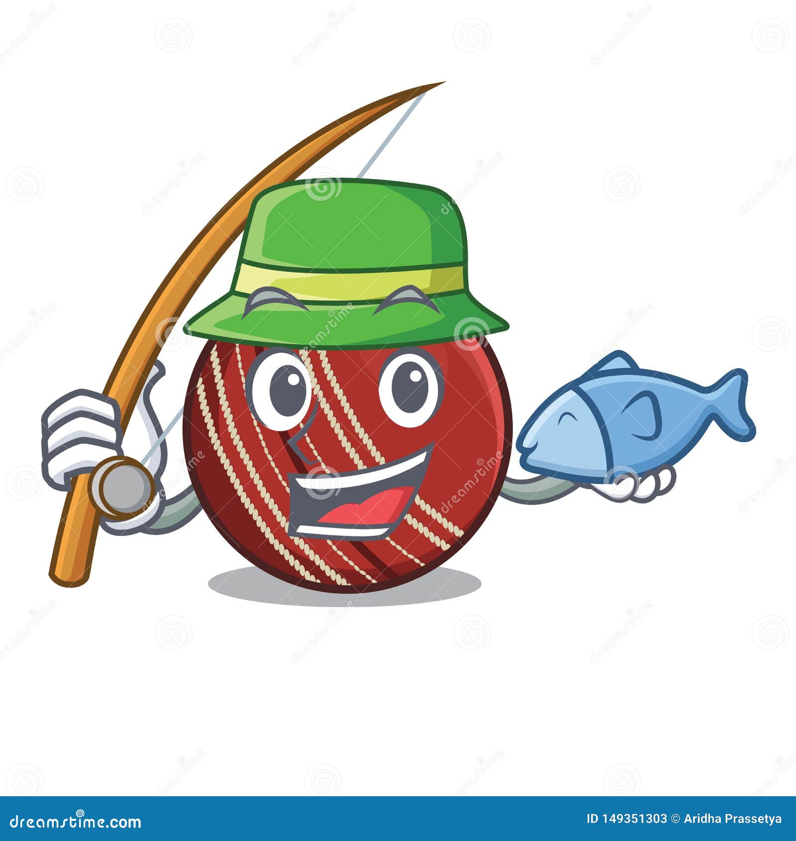 Fishing Cricket Ball in the Cartoon Shape Stock Vector