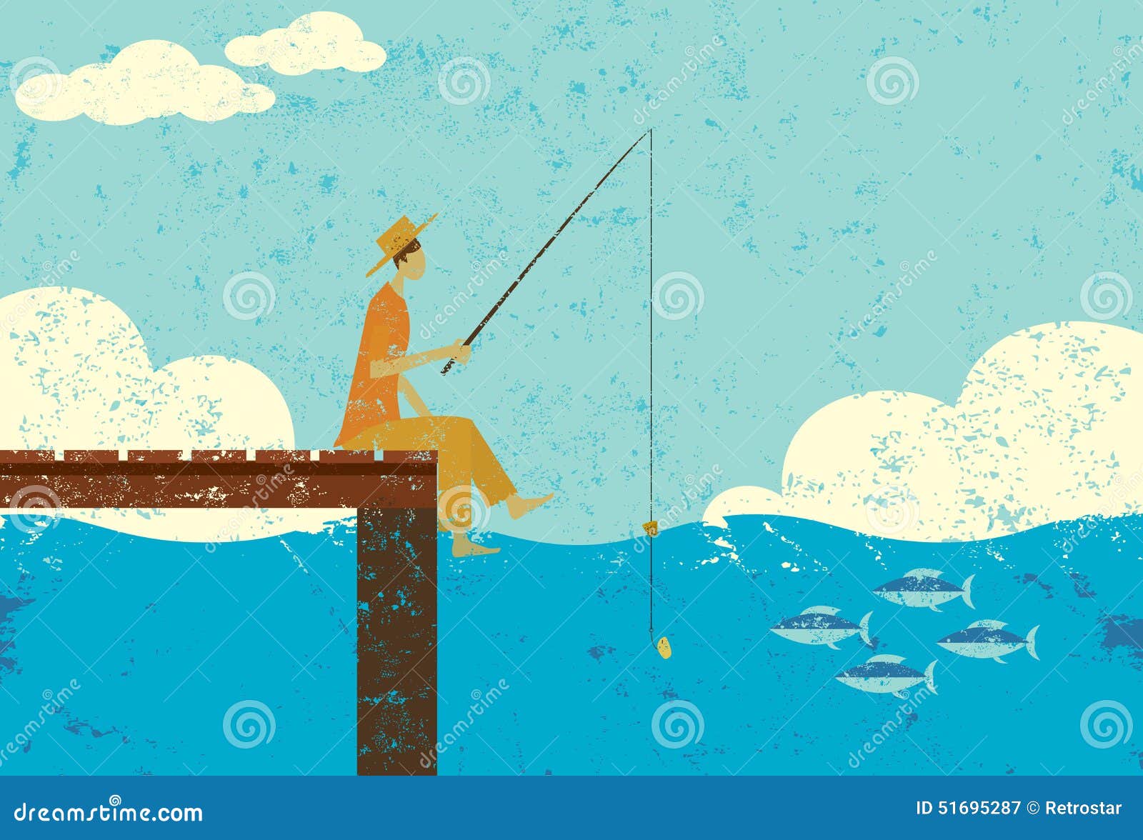 Fishing on a dock stock vector. Illustration of water 51695287