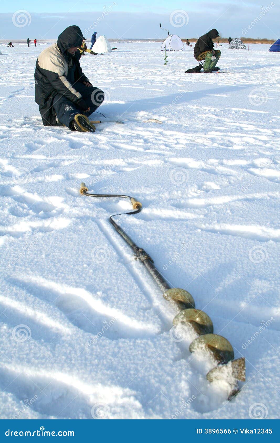 Fishing drill stock photo. Image of catch, outdoors, frozen 3896566