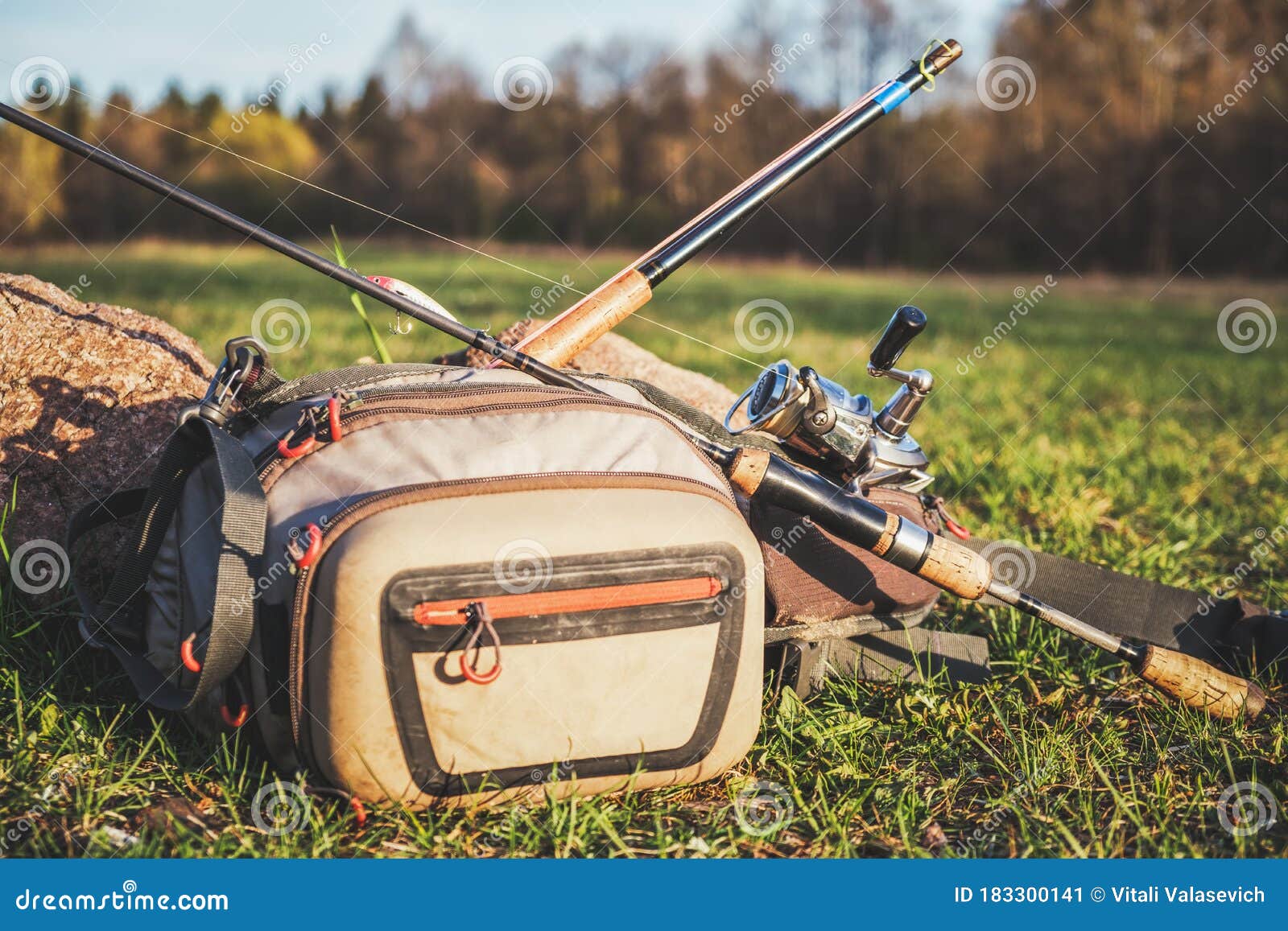 Fishing Equipment on the Bank of the Spring River Stock Image Image