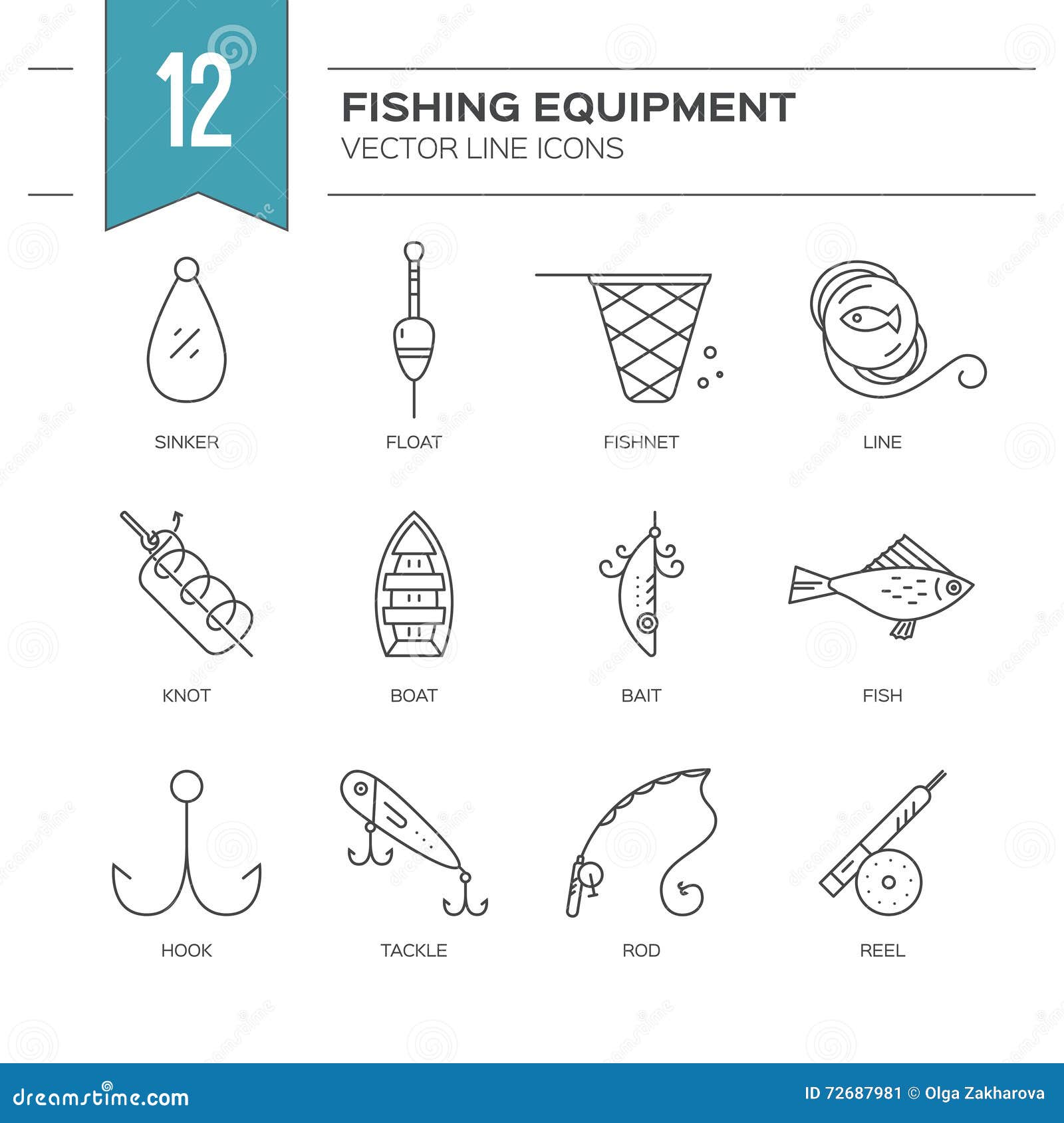 Fishing Equipment stock vector. Illustration of activity - 72687981