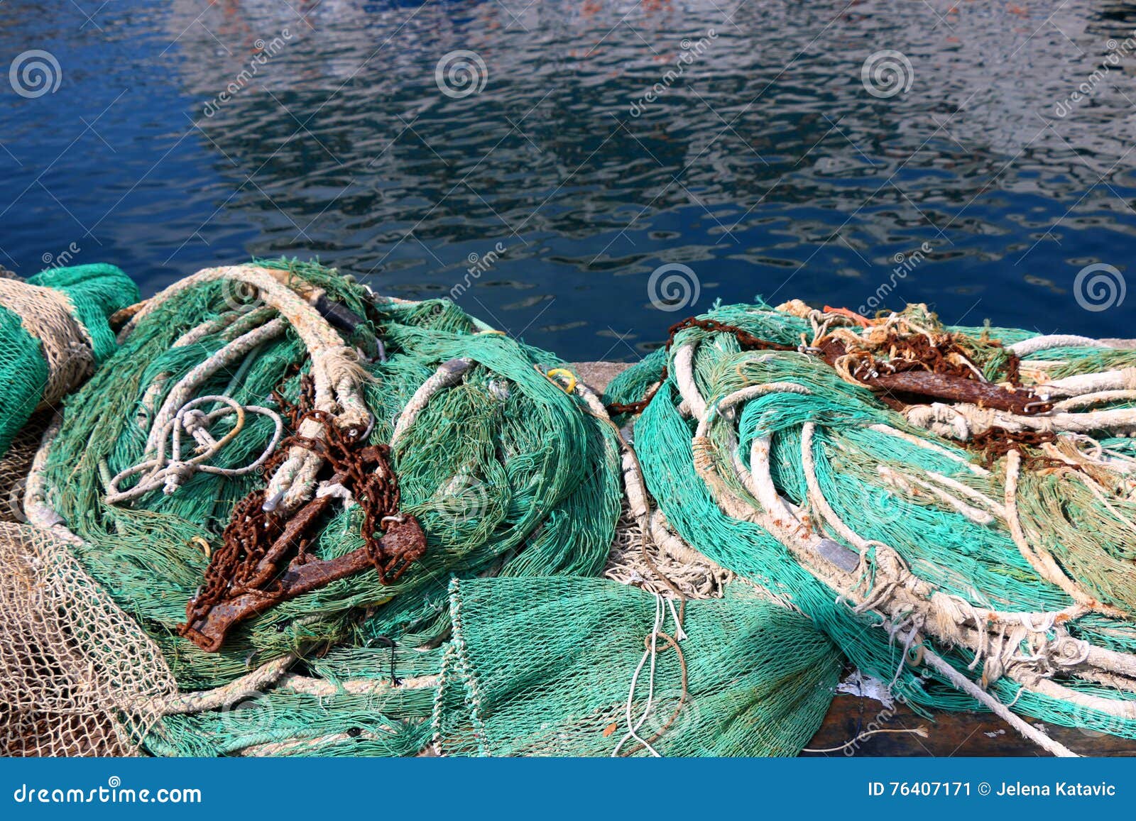 Fishing Equipment stock image. Image of pier, green, kvarner 76407171