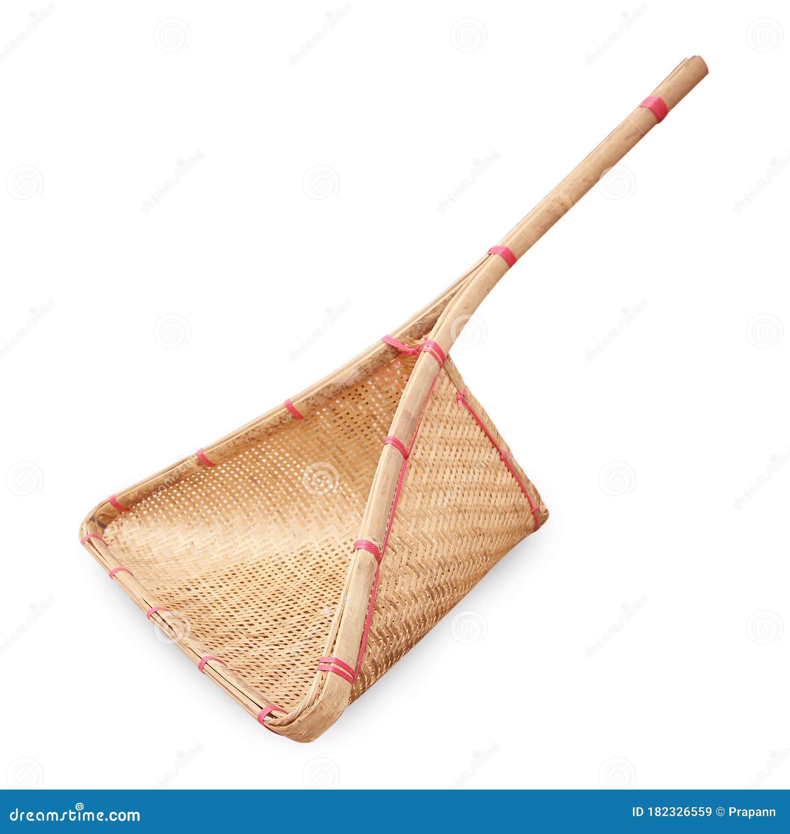 Fishing Equipment a Scoop Made from Bamboo Isolated Stock Image - Image of  white, fish: 182326559