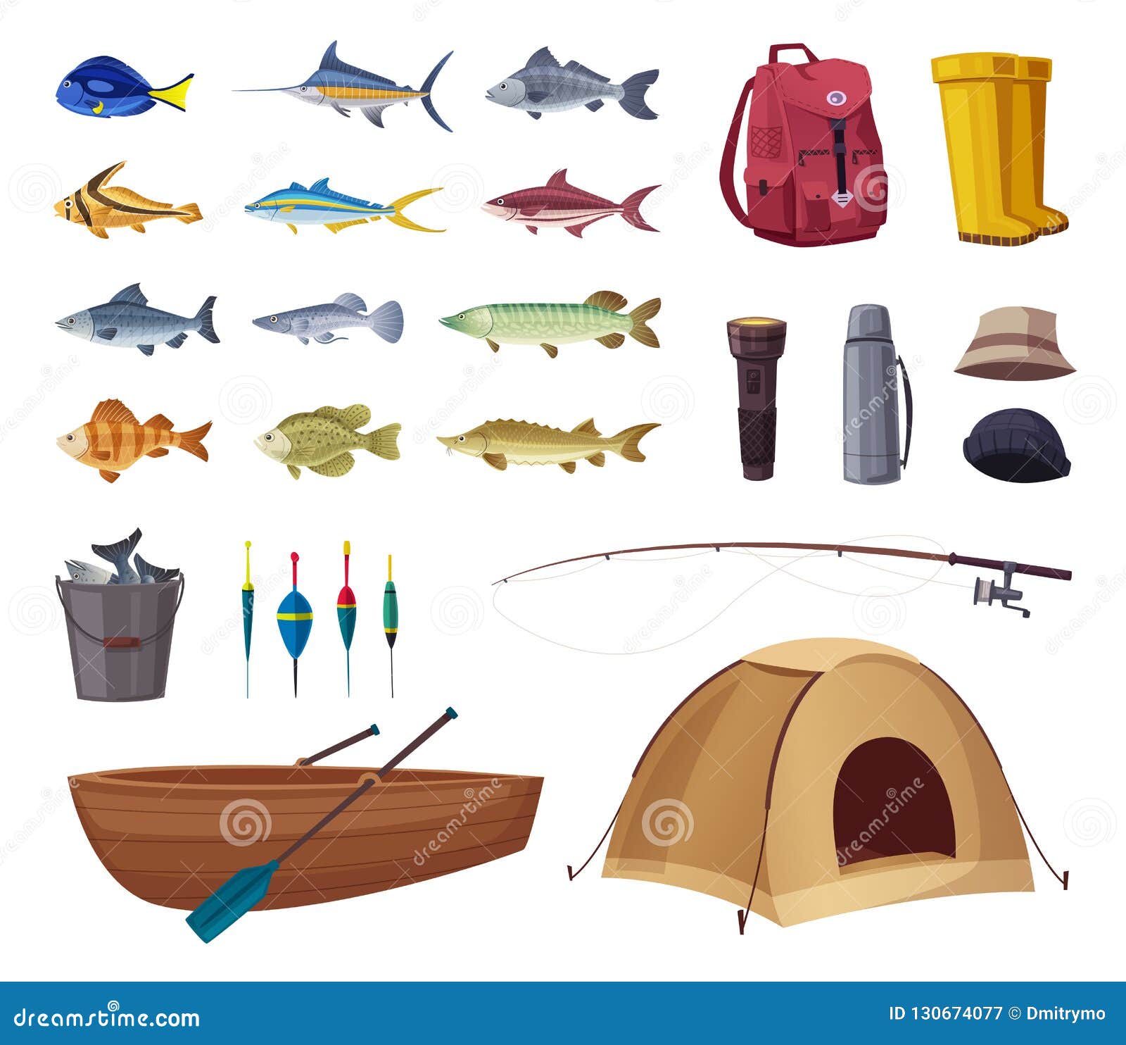 Fishing Equipment stock vector. Illustration of linear - 72688021