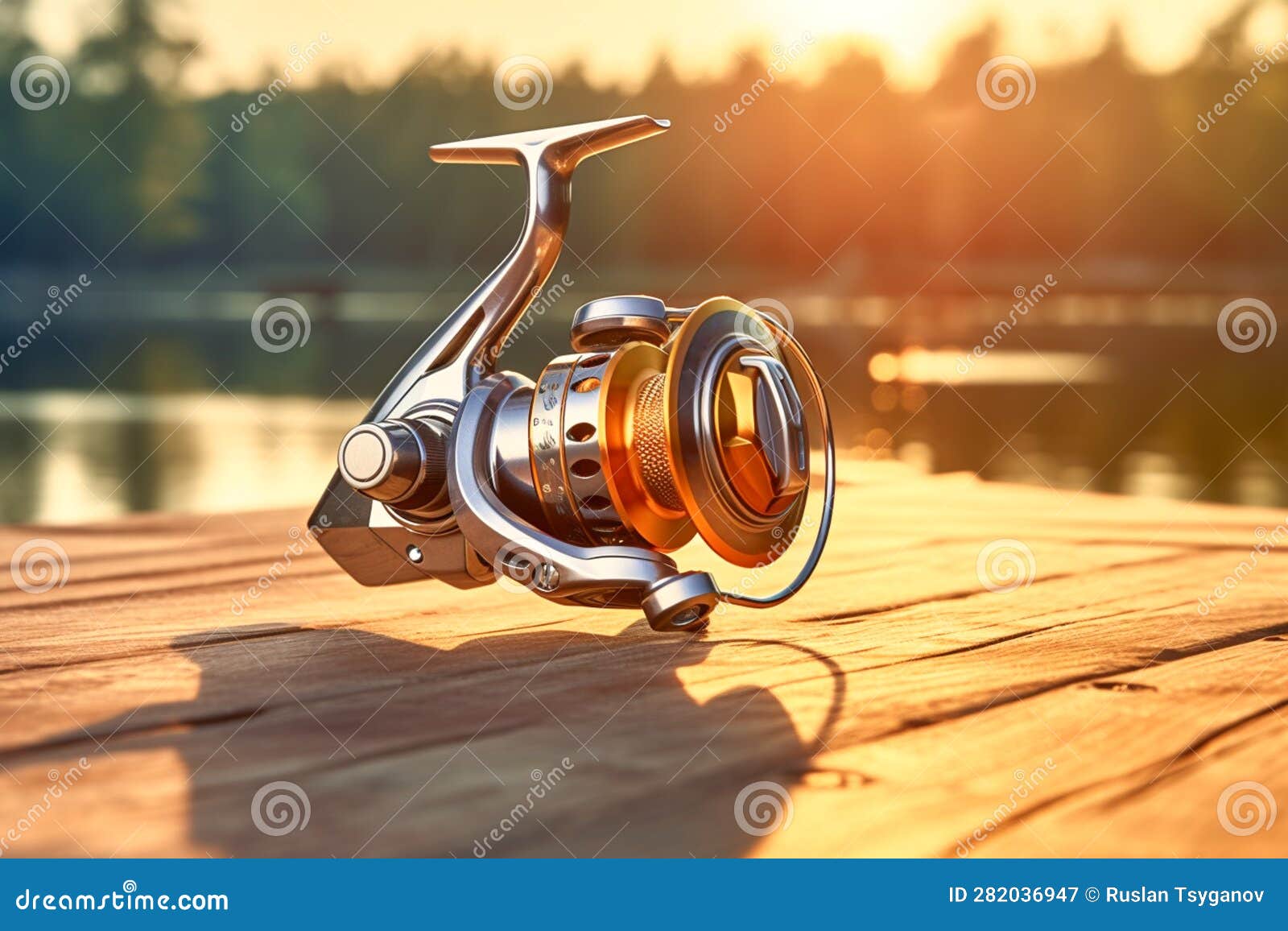 https://thumbs.dreamstime.com/z/fishing-equipment-spinning-reel-fishing-rod-spinning-spinning-reel-wooden-table-against-backdrop-lake-282036947.jpg