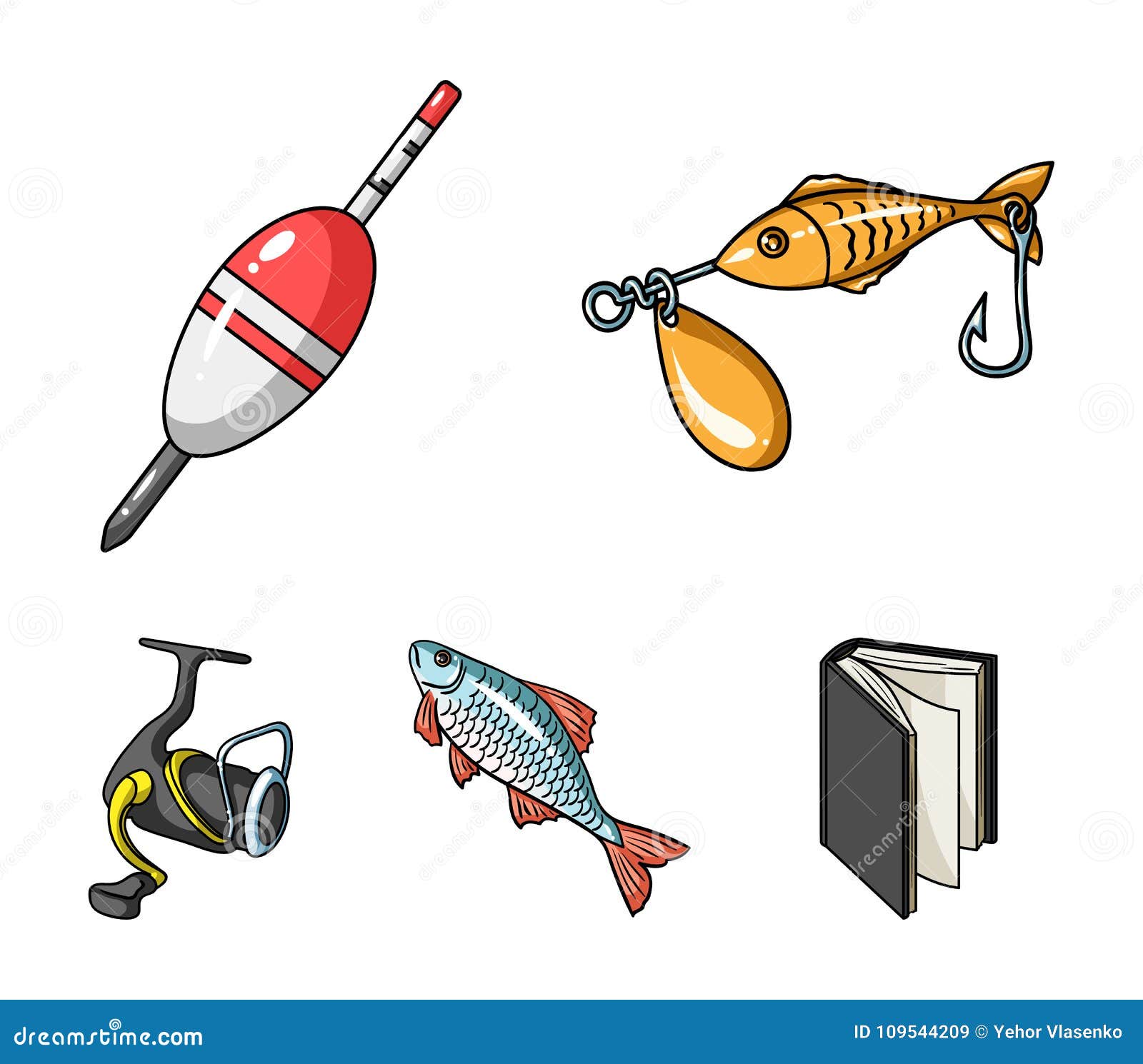Fishing, Fish, Catch, Hook .Fishing Set Collection Icons in Cartoon Style  Vector Symbol Stock Illustration Web. Stock Vector - Illustration of  tackle, logo: 109544209
