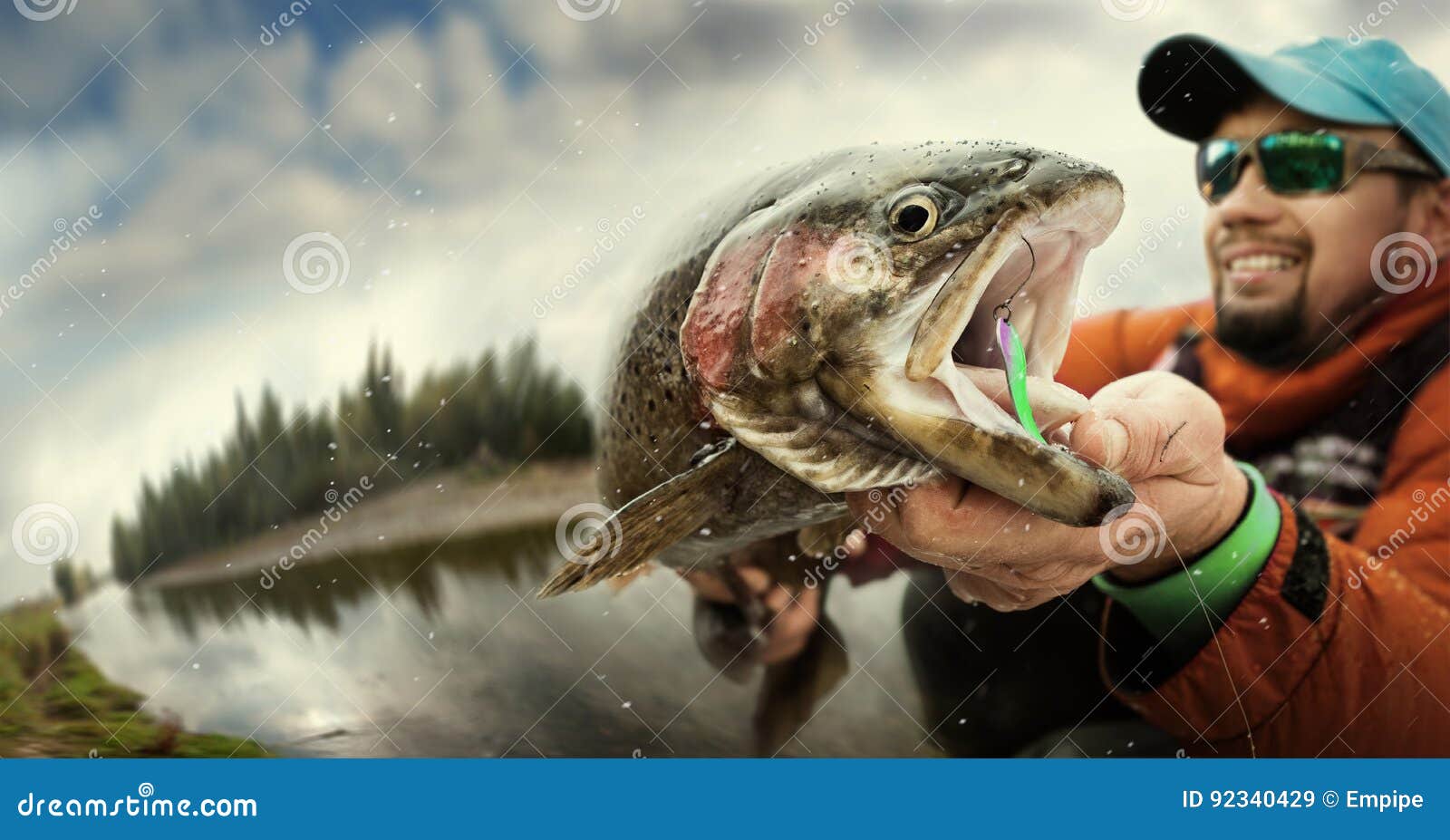 fishing. fisherman and trout.