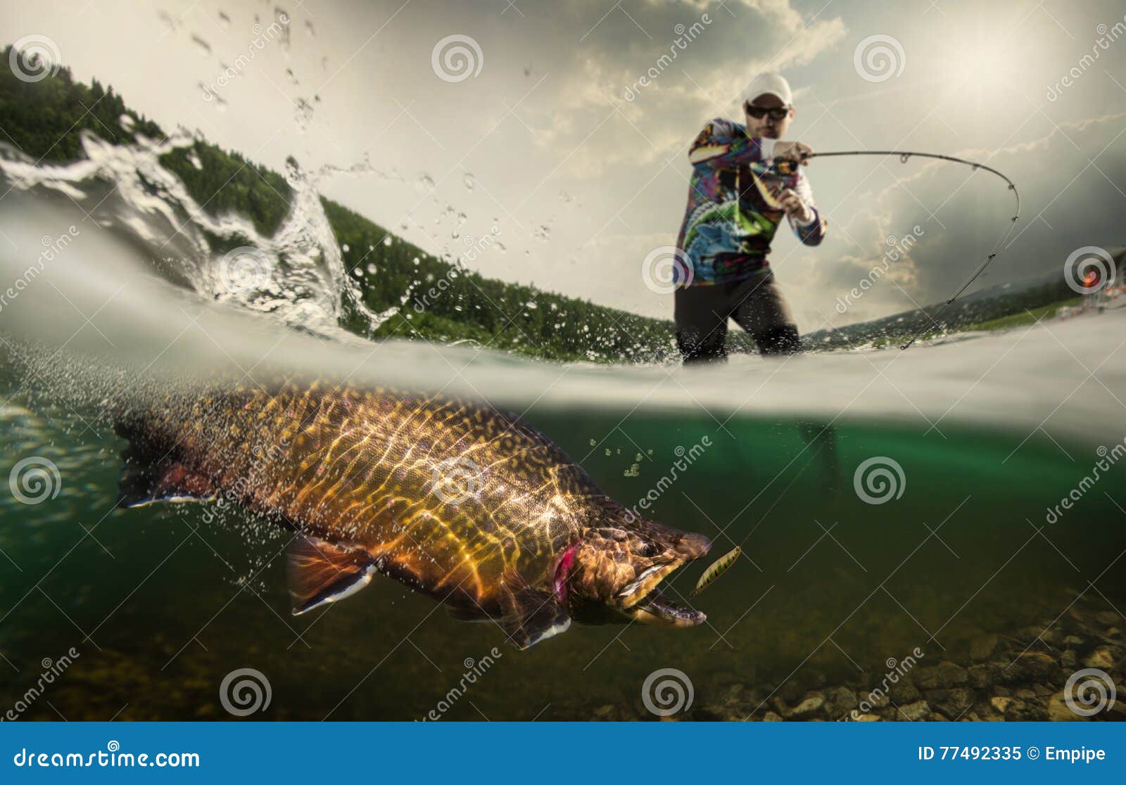 fishing. fisherman and trout