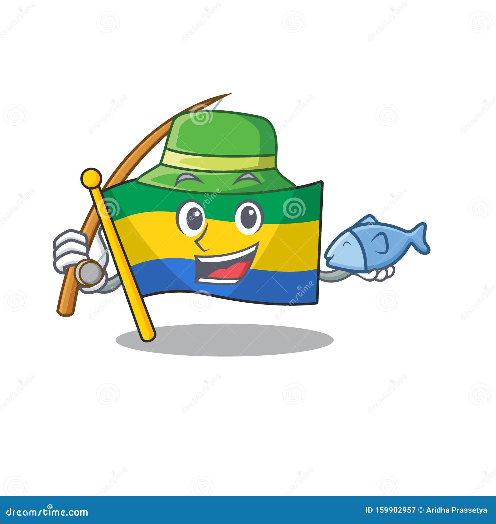 Download Fishing Flag Gabon Isolated In The Cartoon Stock Vector - Illustration of happy, flag: 159902957