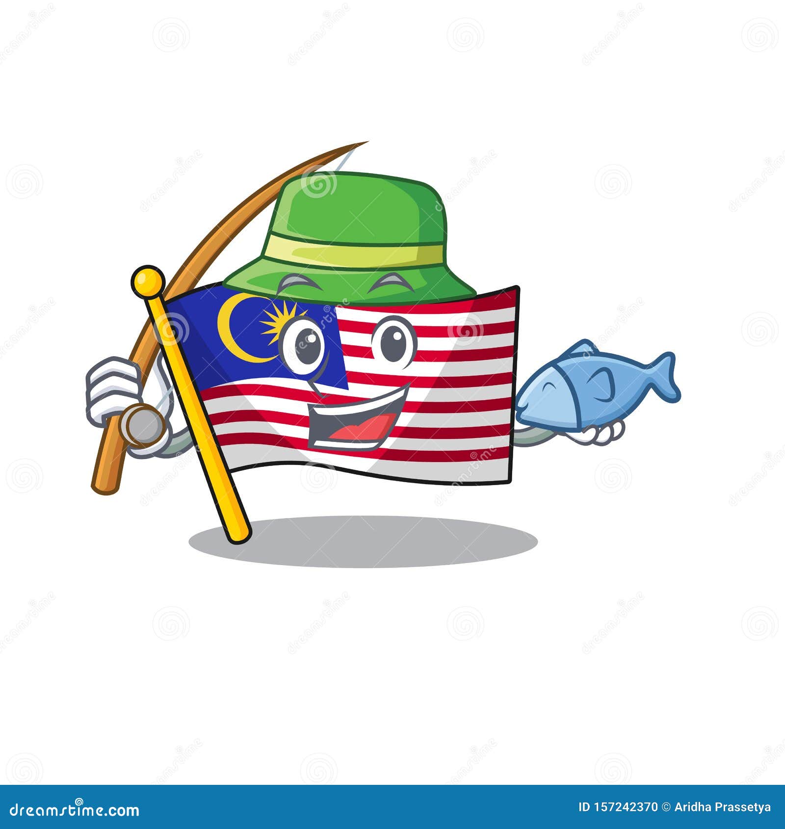 Download Fishing Flag Malaysia Hoisted On Cartoon Pole Stock Vector ...