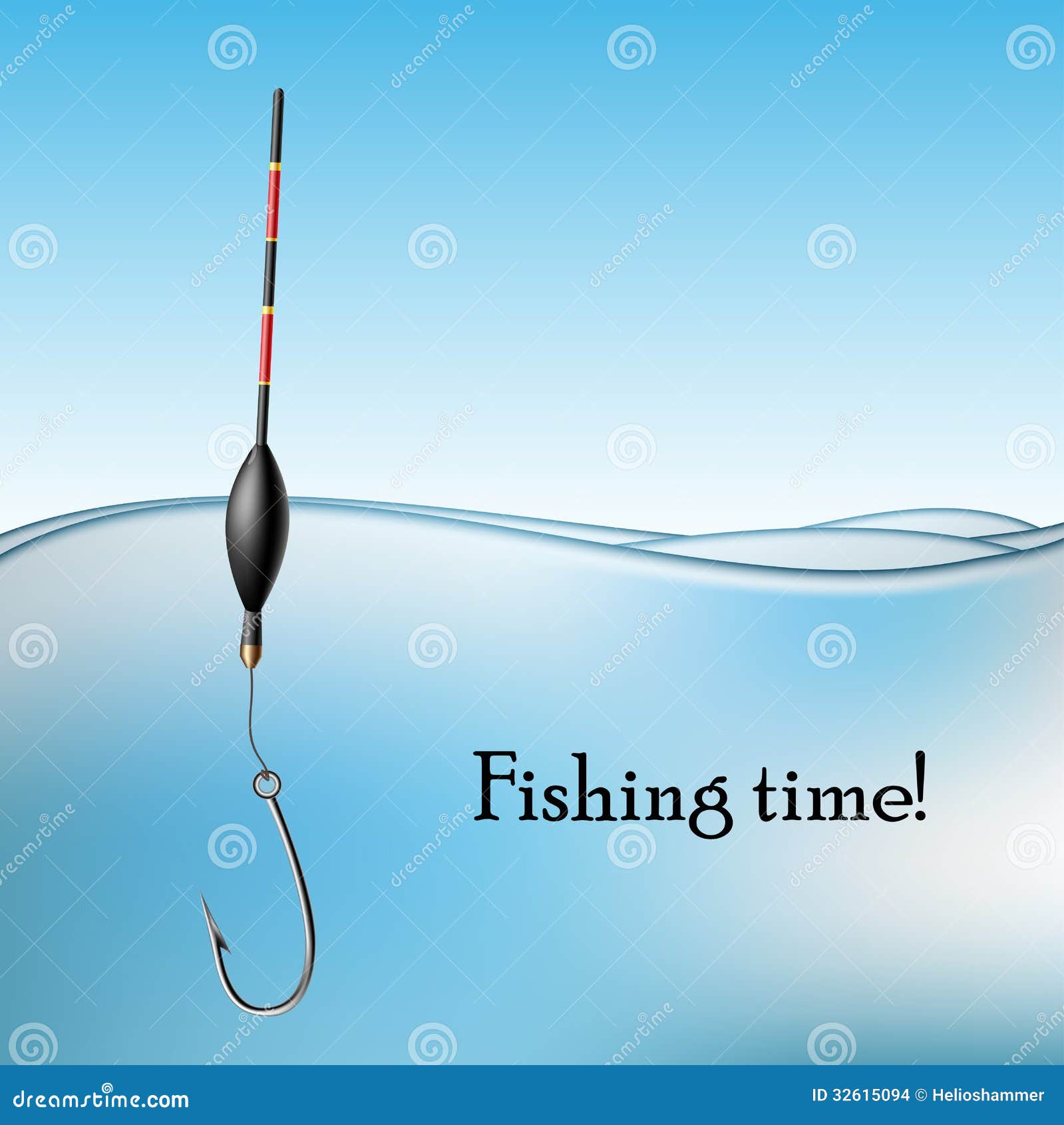 Fishing Float and Hook in Water Stock Vector - Illustration of deep, hook:  32615094