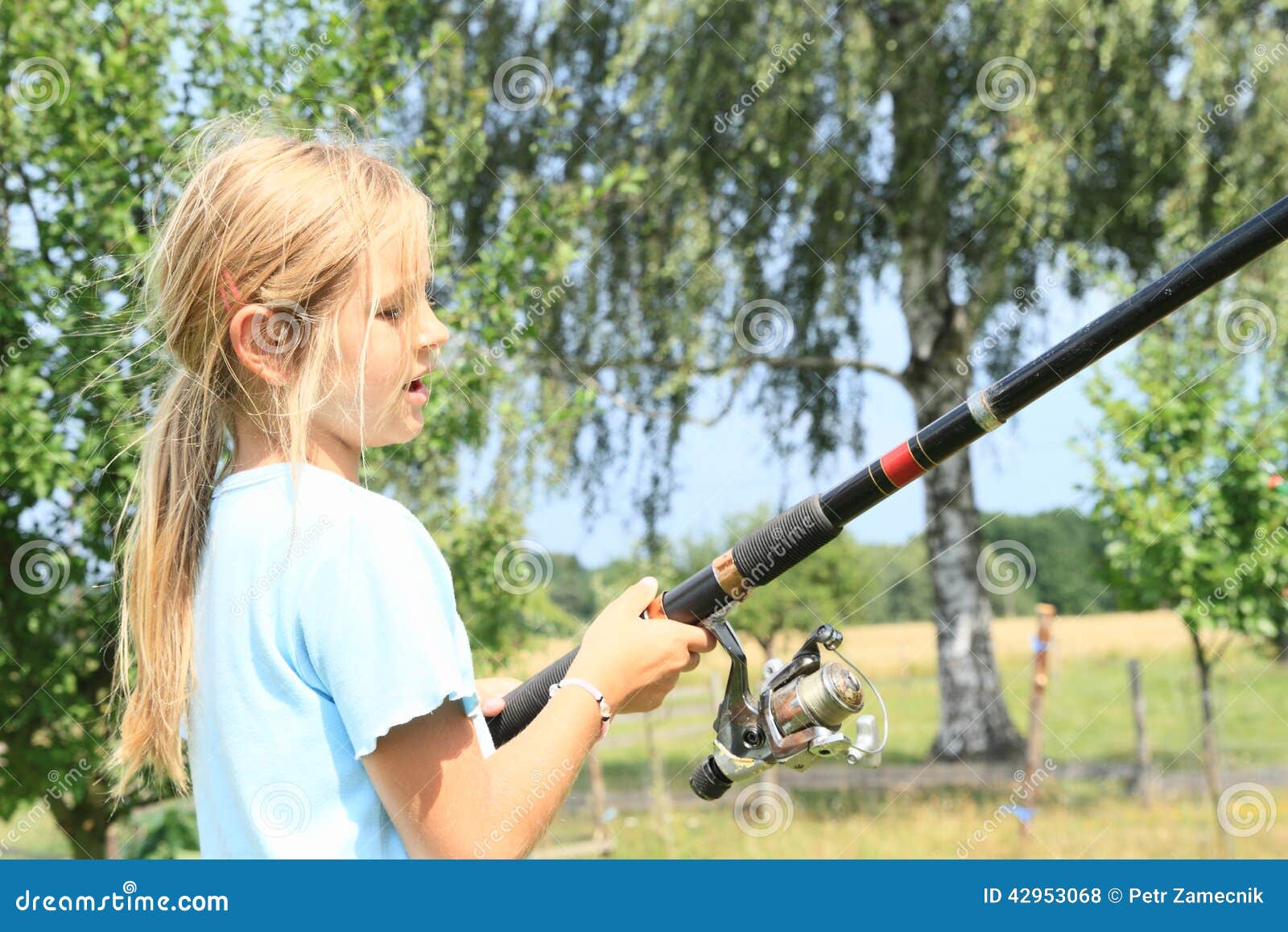 Fishing girl stock photo. Image of small, fish, hairy - 42953068
