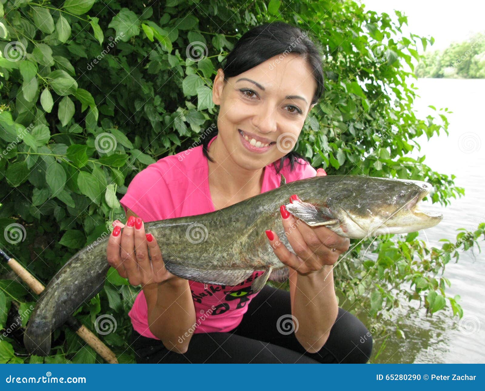 Fishing stock photo. Image of catch, morning, girl, peace 65280290