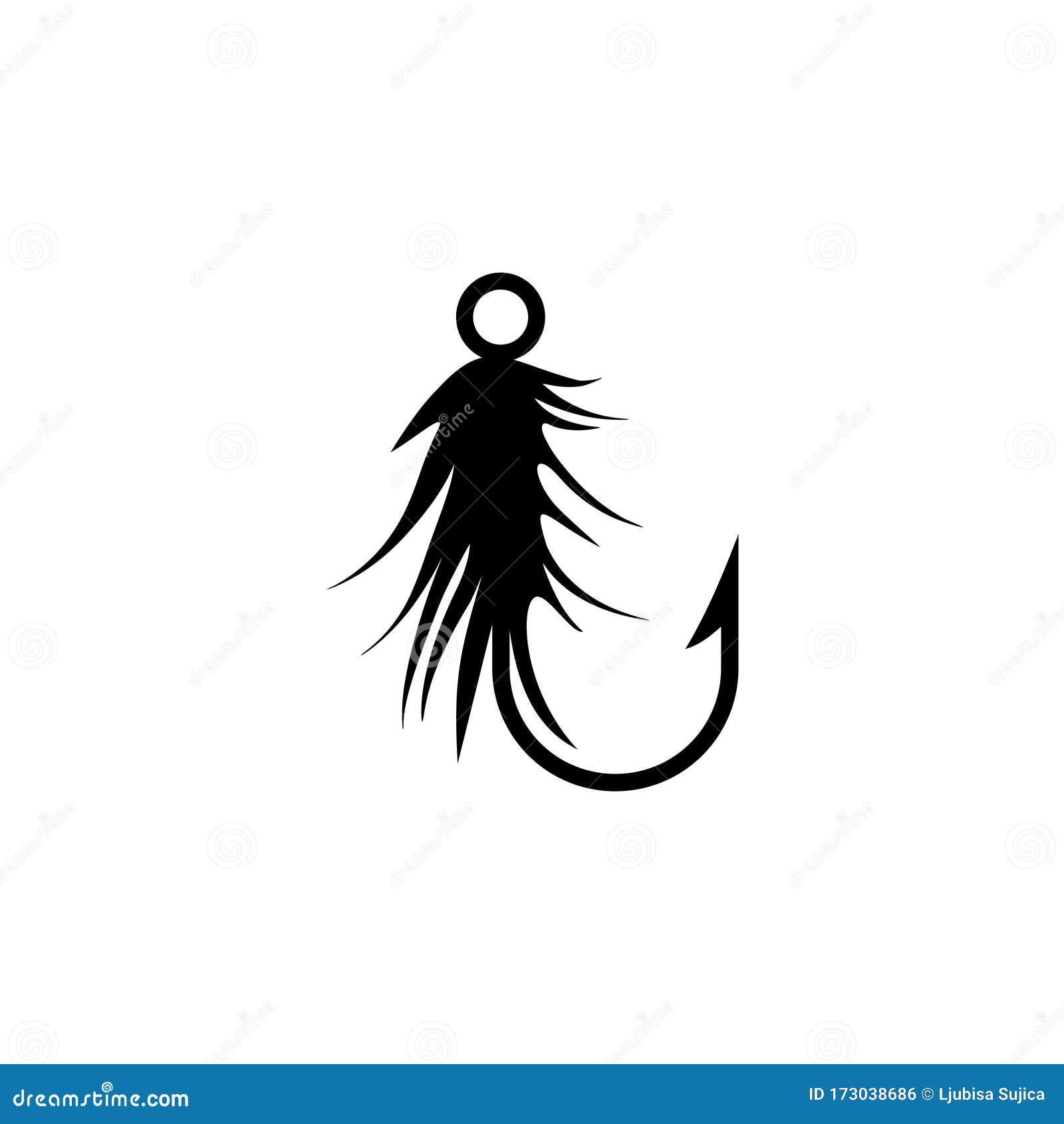 Download Fishing Hook With Feather Icon. Graphic Fly Fishing Icon ...