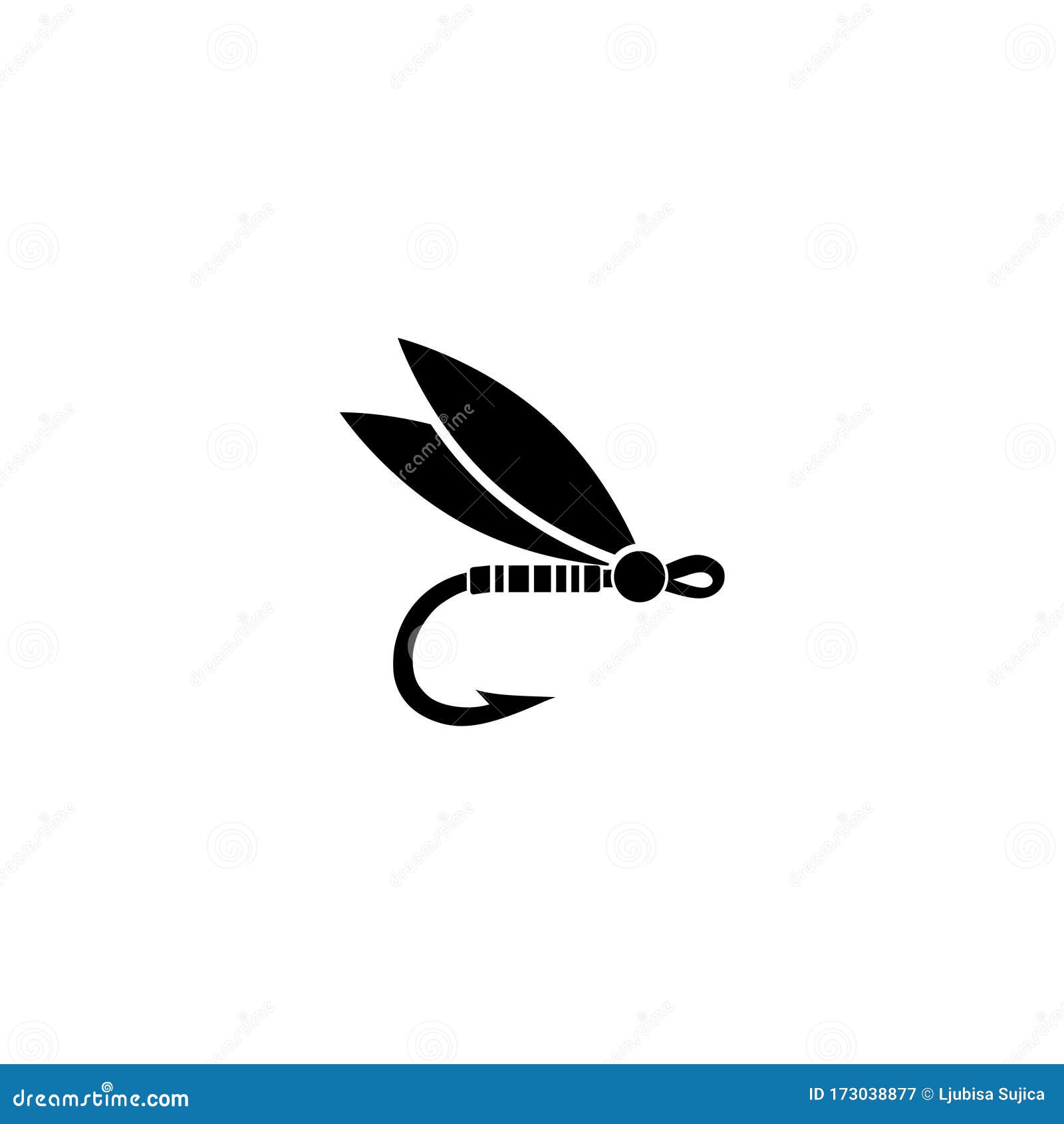 Fishing Hook with Feather Icon. Graphic Fly Fishing Icon or Logo Stock  Vector - Illustration of abstract, black: 173038877
