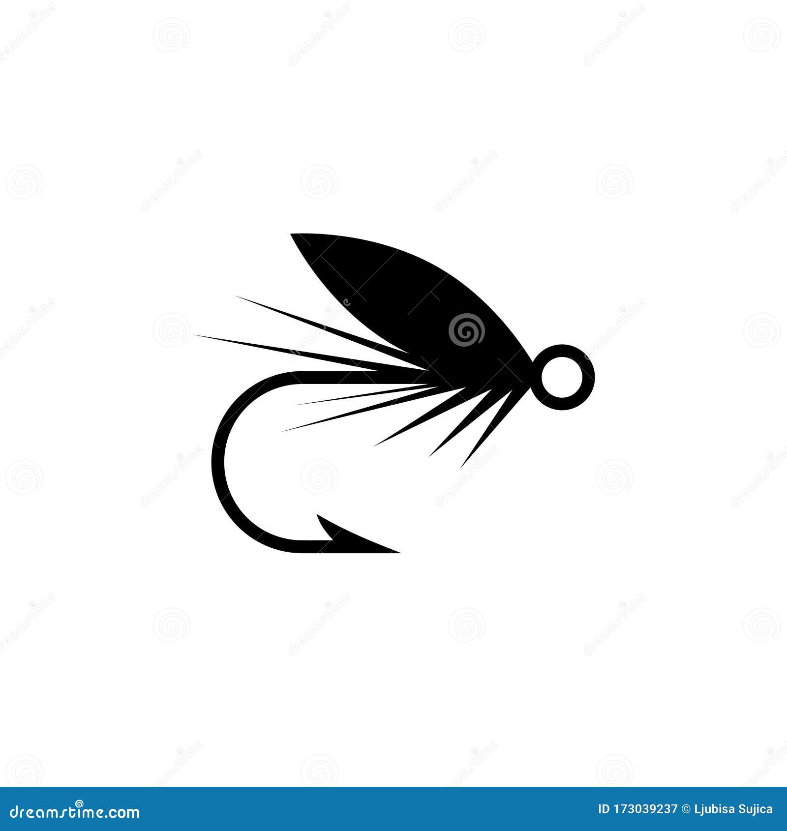 Fishing Hook with Feather Icon. Graphic Fly Fishing Icon or Logo Stock  Vector - Illustration of bird, hair: 173039237