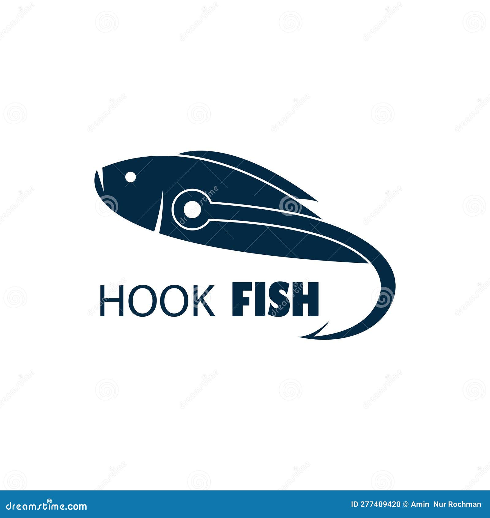 Fishing Hook and Fish Vector Design Template Stock Illustration