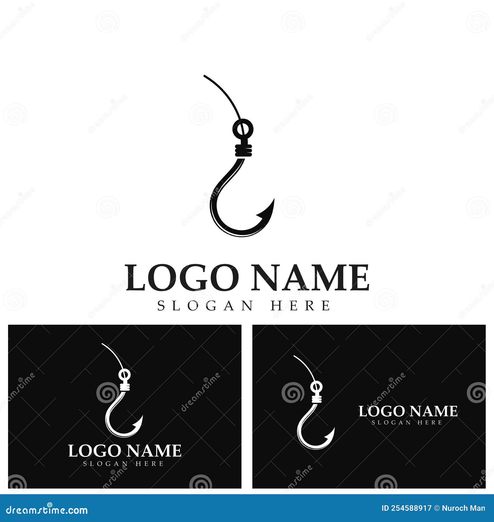 Fishing Hook Logo Icon Vector Template Illustration. Stock Vector