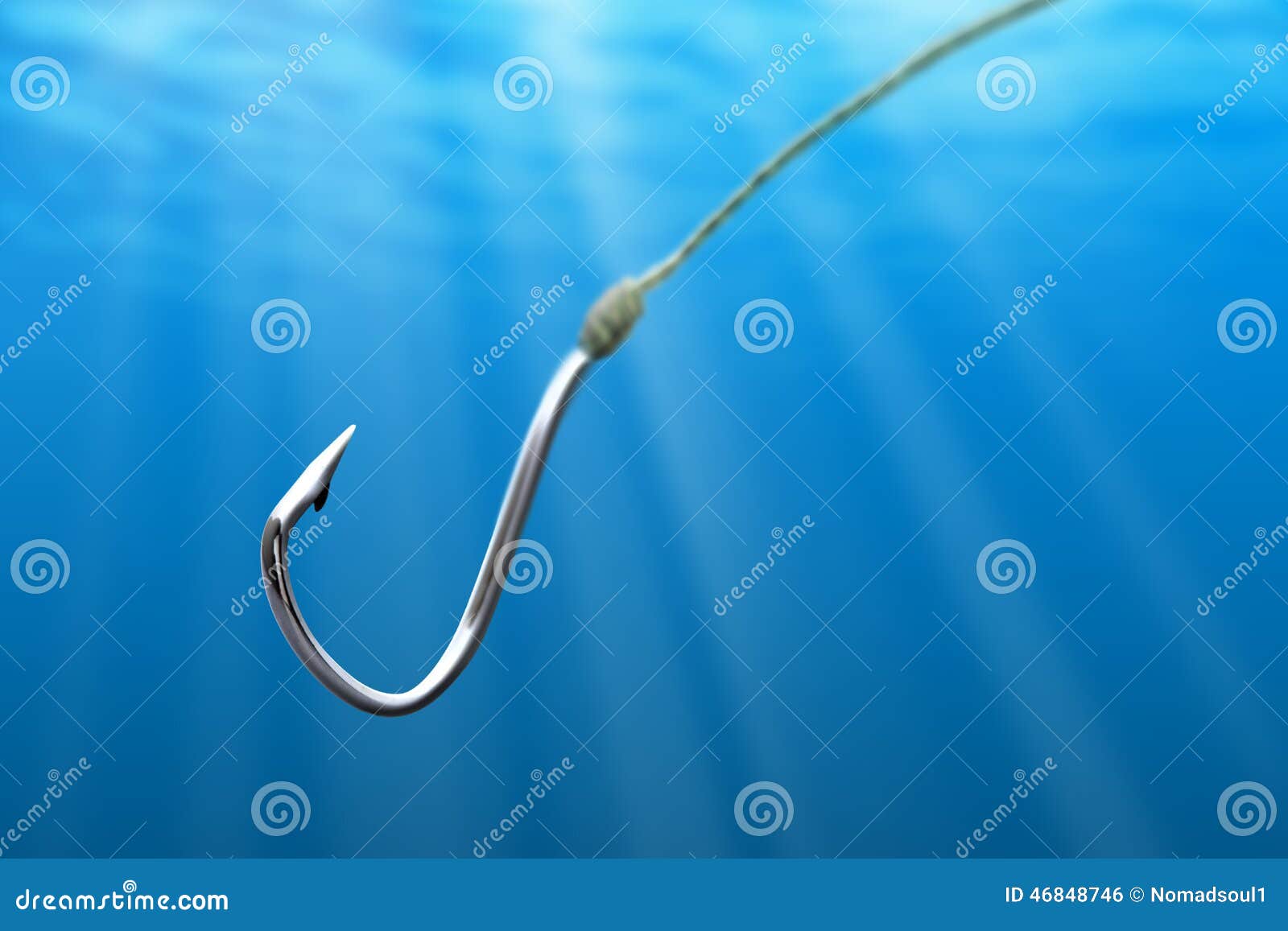Fishing hook in the sea stock photo. Image of background - 46848746