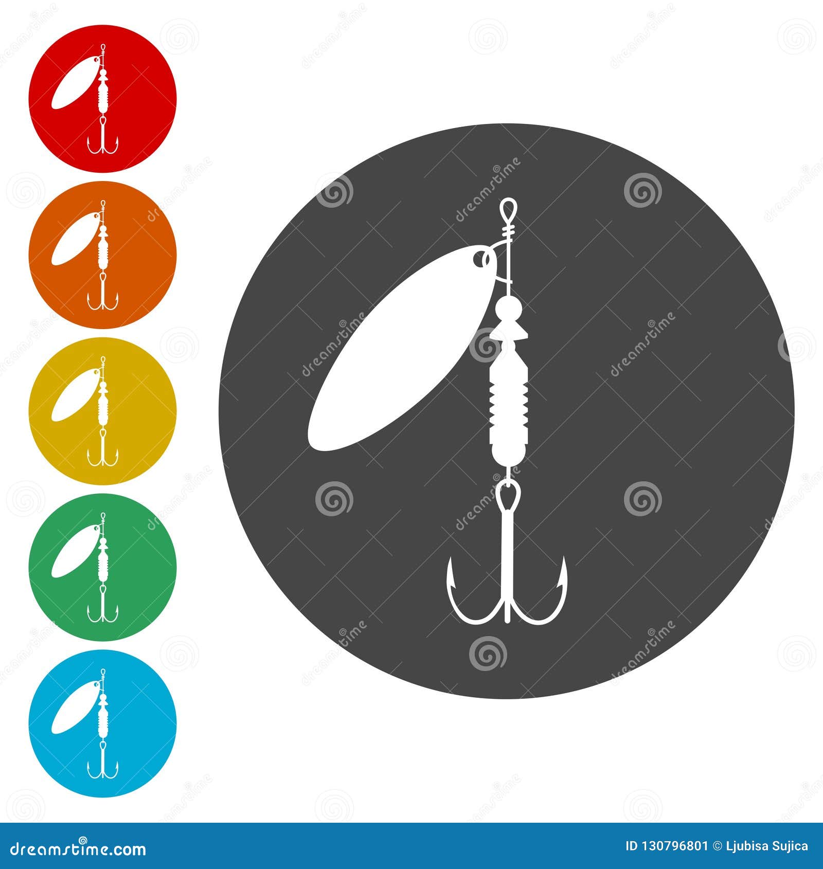 Download Fishing Hook Sign Icon. Round Circle Buttons With Frame. Vector Stock Vector - Illustration of ...