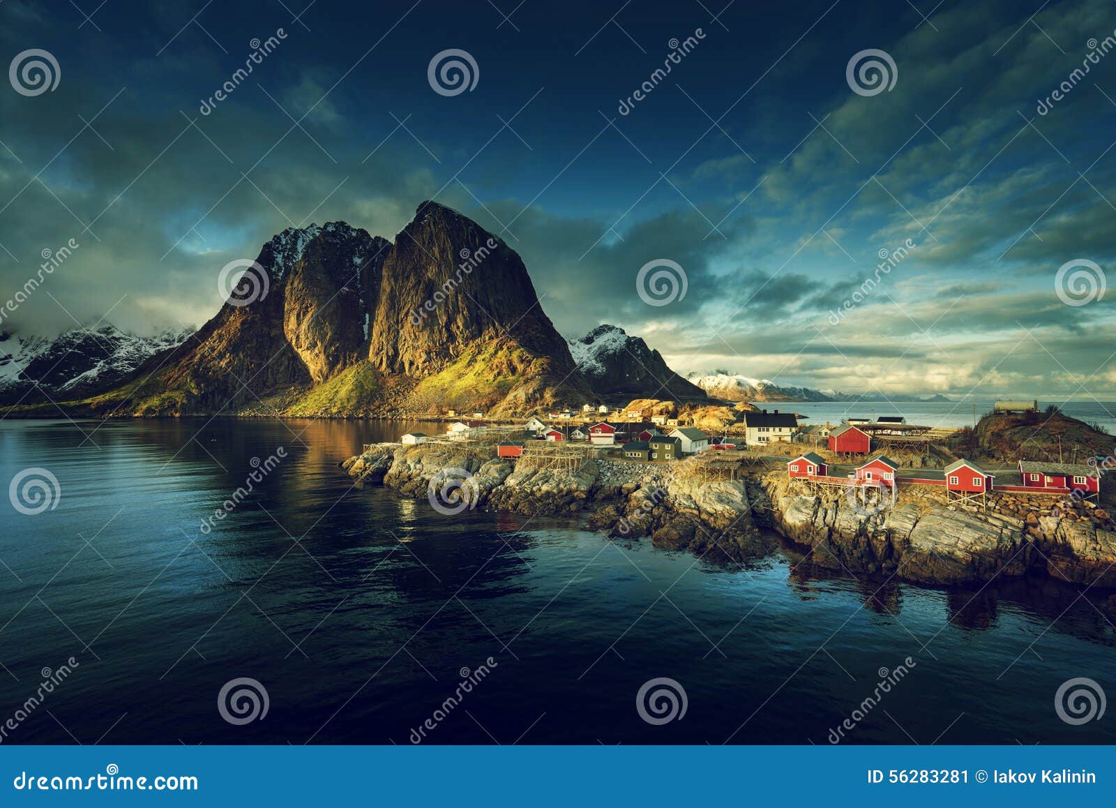 fishing hut at spring sunset - reine, lofoten islands