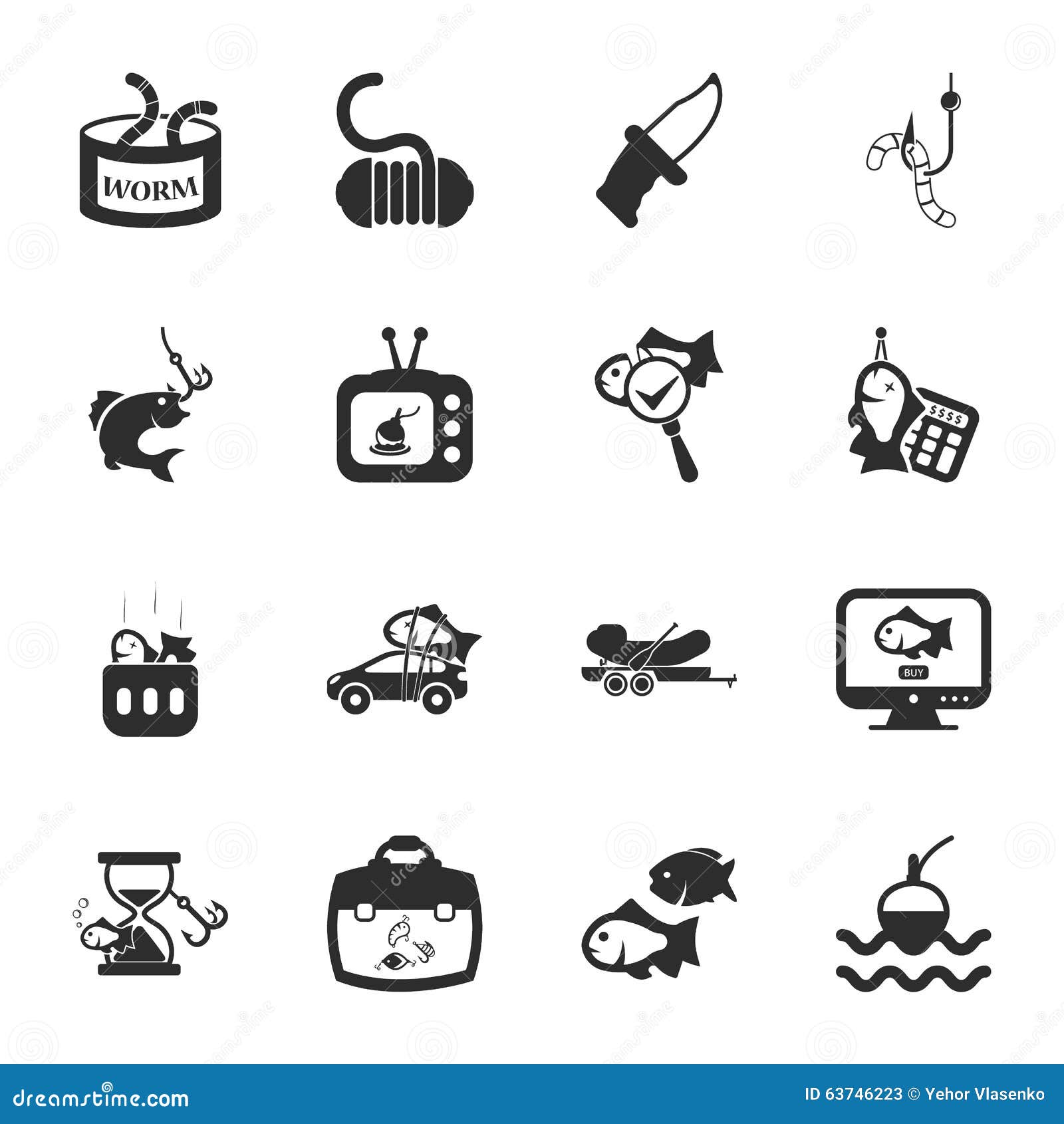 Fishing 16 Icons Universal Set for Web and Mobile Stock Vector