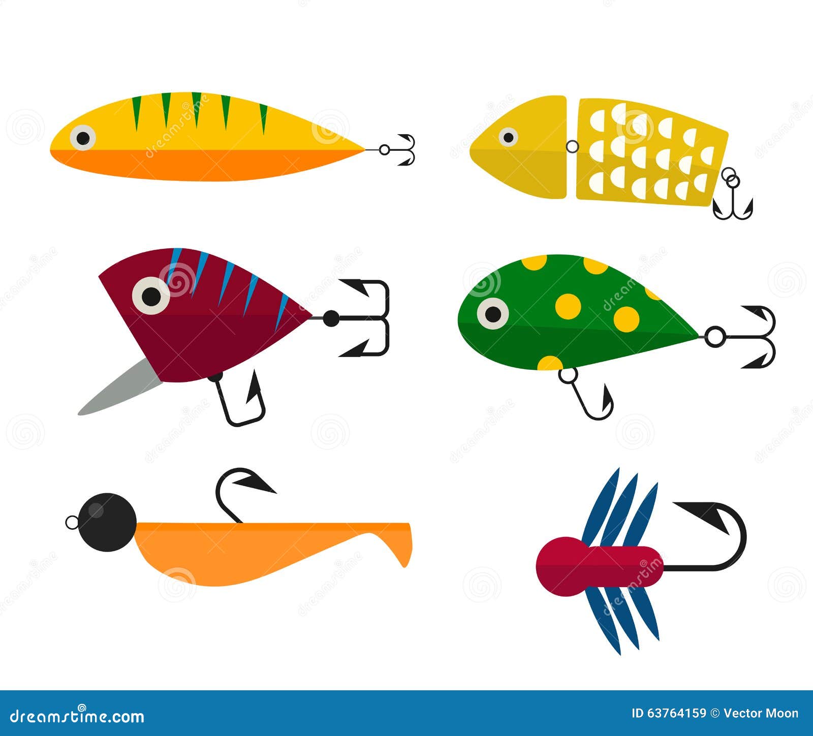 Premium Vector  Fishing tools illustration set.