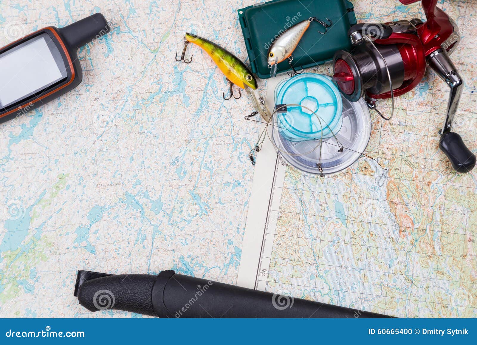 fishing journey with tackles and gps navigator