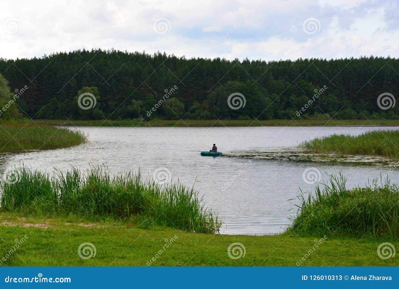 Fishing on the Lake Near the Forest Stock Image Image of forest