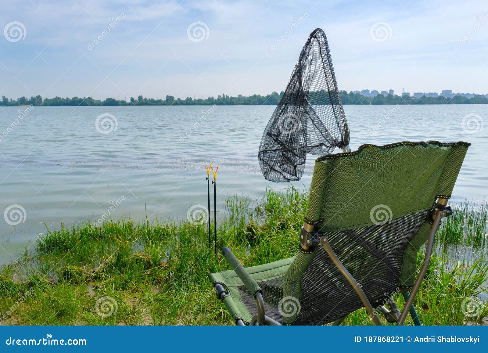 Fishing on the Lake. Fishing Tackle on the Lake Stock Image Image of
