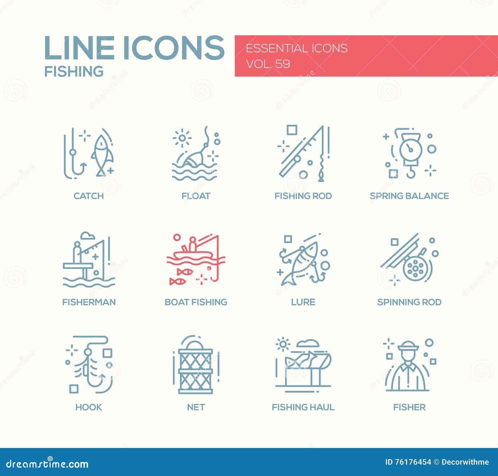 Download Fishing - Line Design Icons Set Stock Vector ...