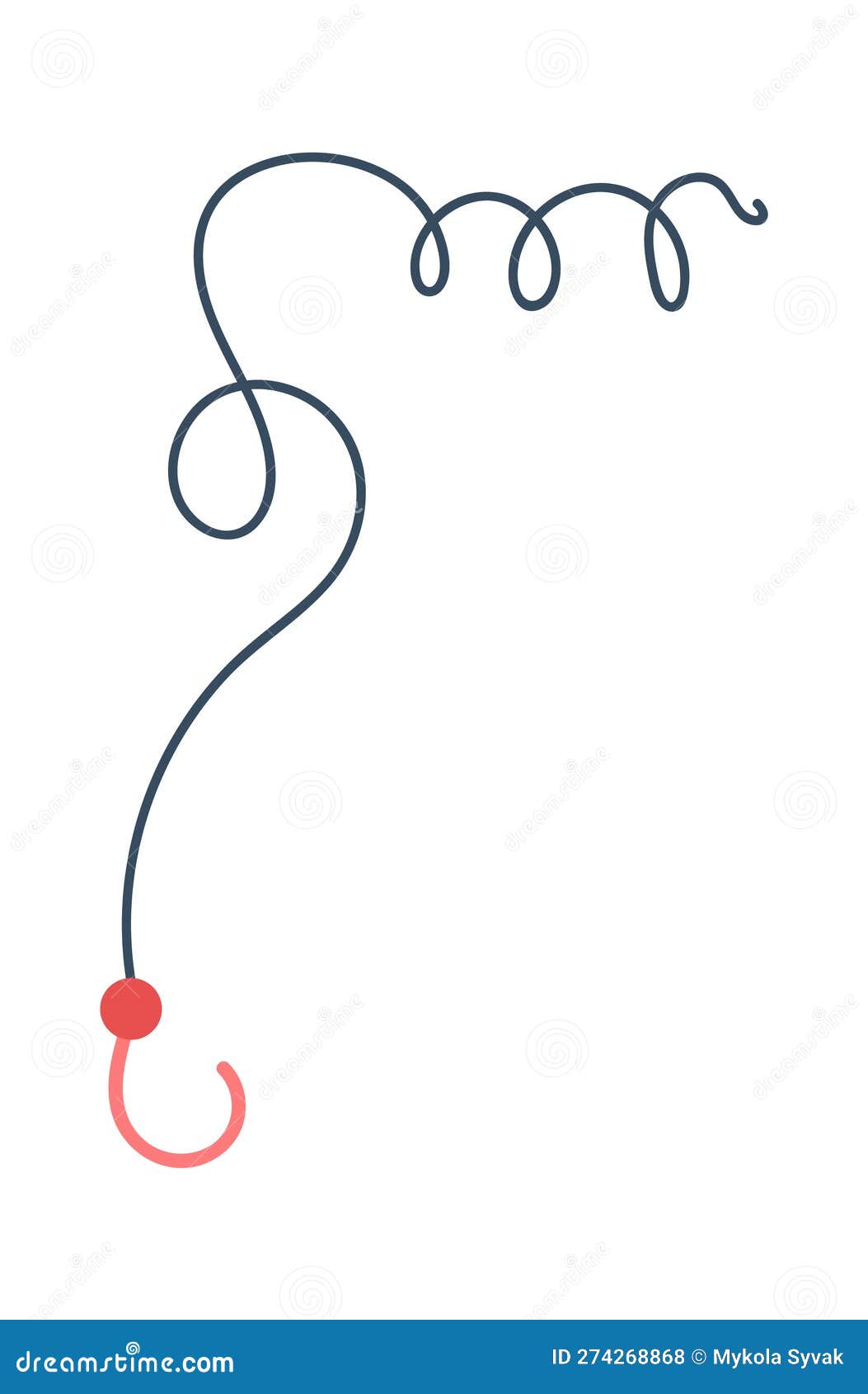 Fishing Line with Hook stock vector. Illustration of tackle 274268868