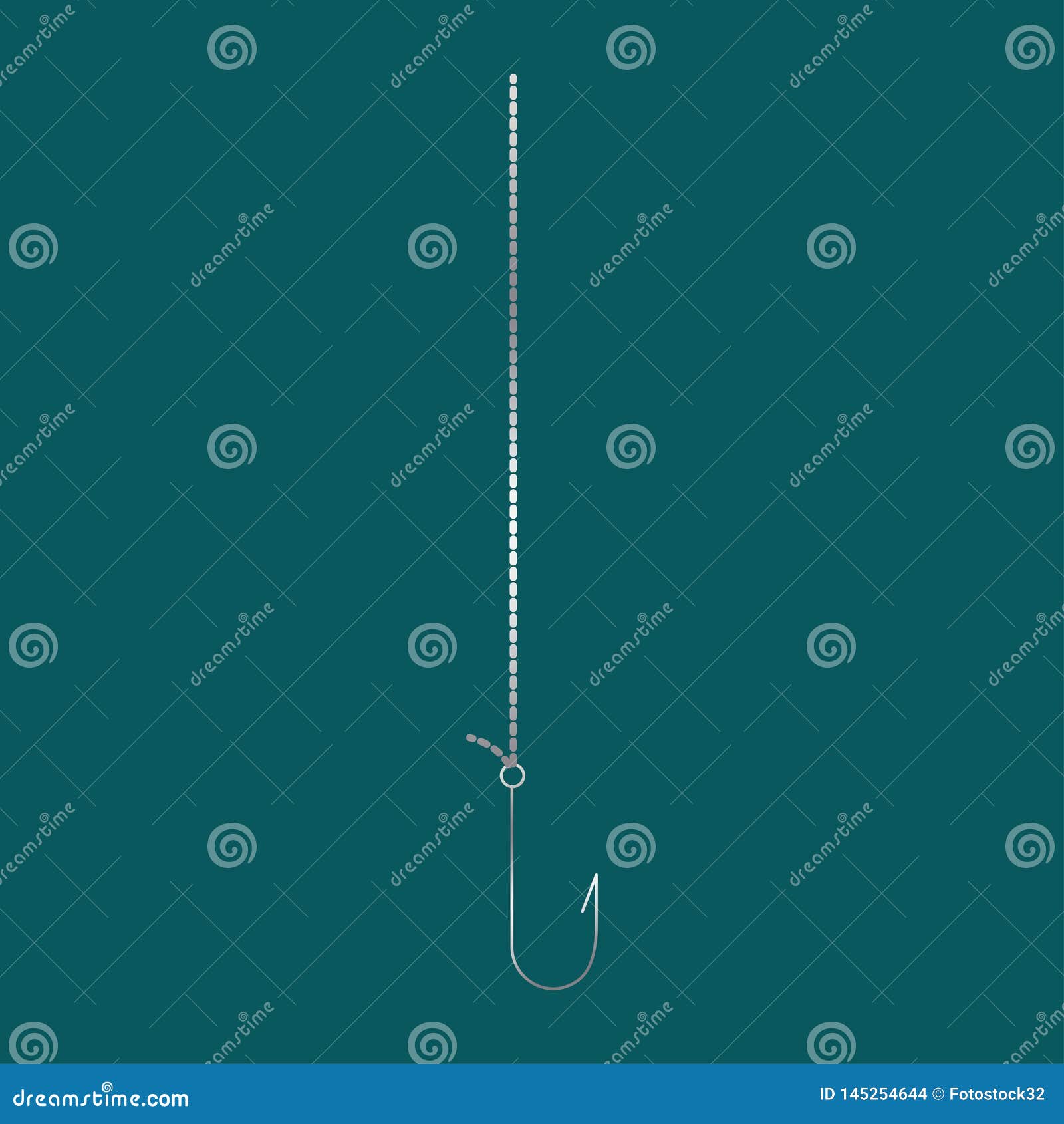 Fishing line with a hook stock vector. Illustration of gear 145254644