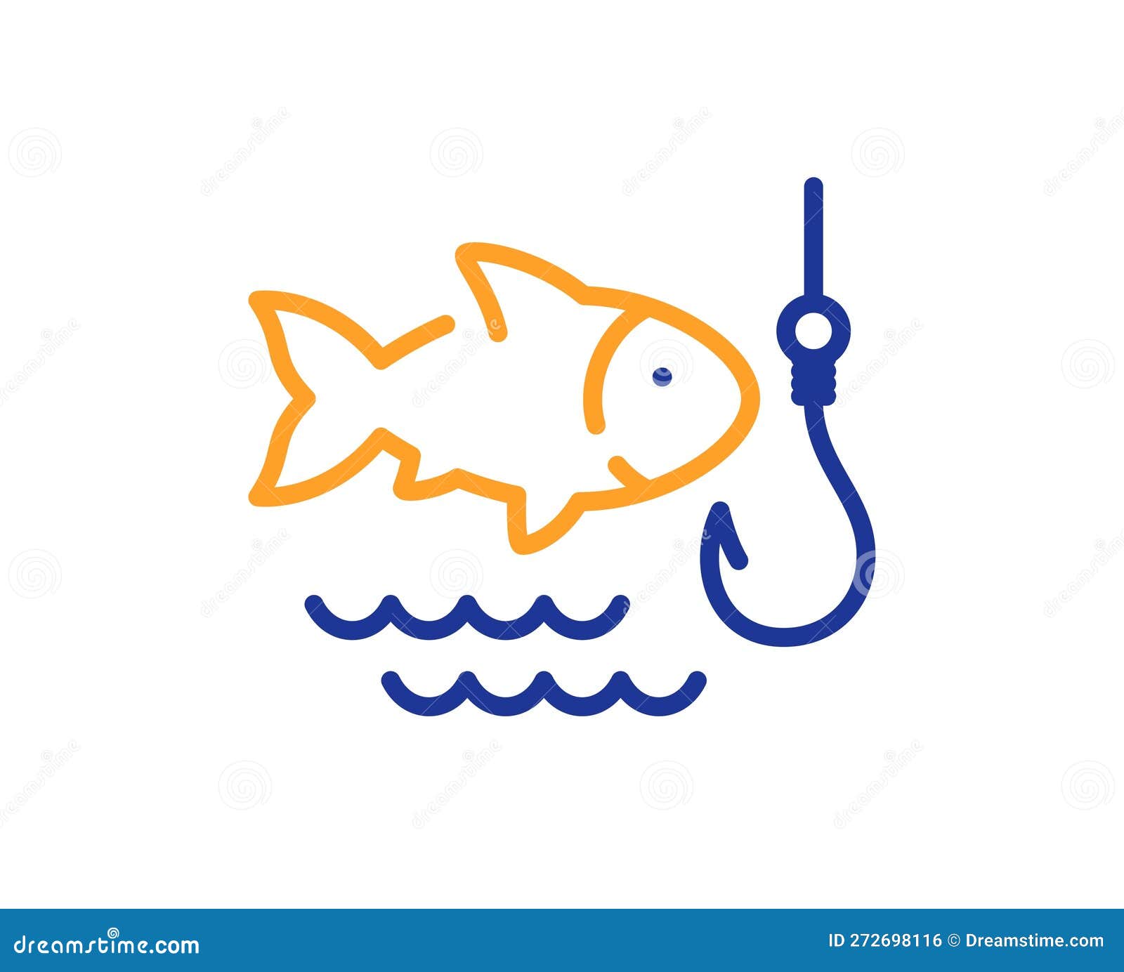 Fishing hook and fish line icon linear style sign Vector Image
