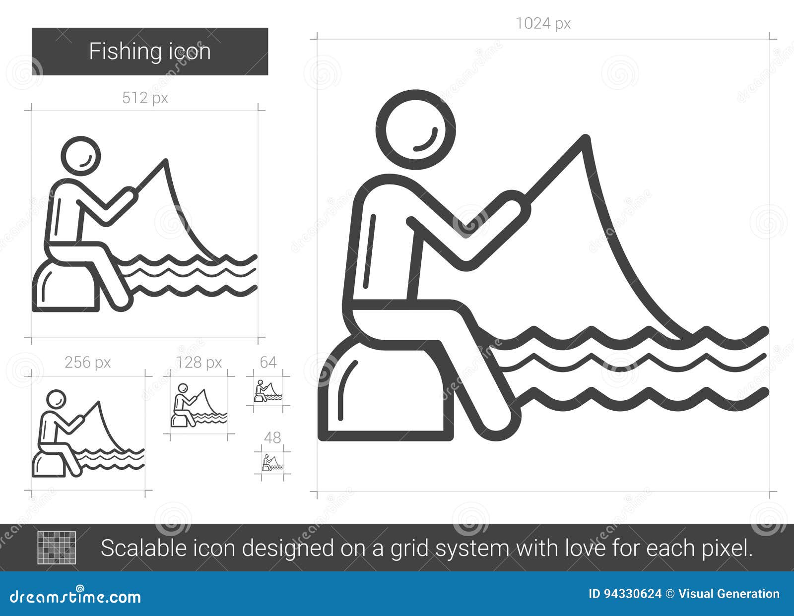 Download Fishing line icon. stock vector. Illustration of fisherman ...