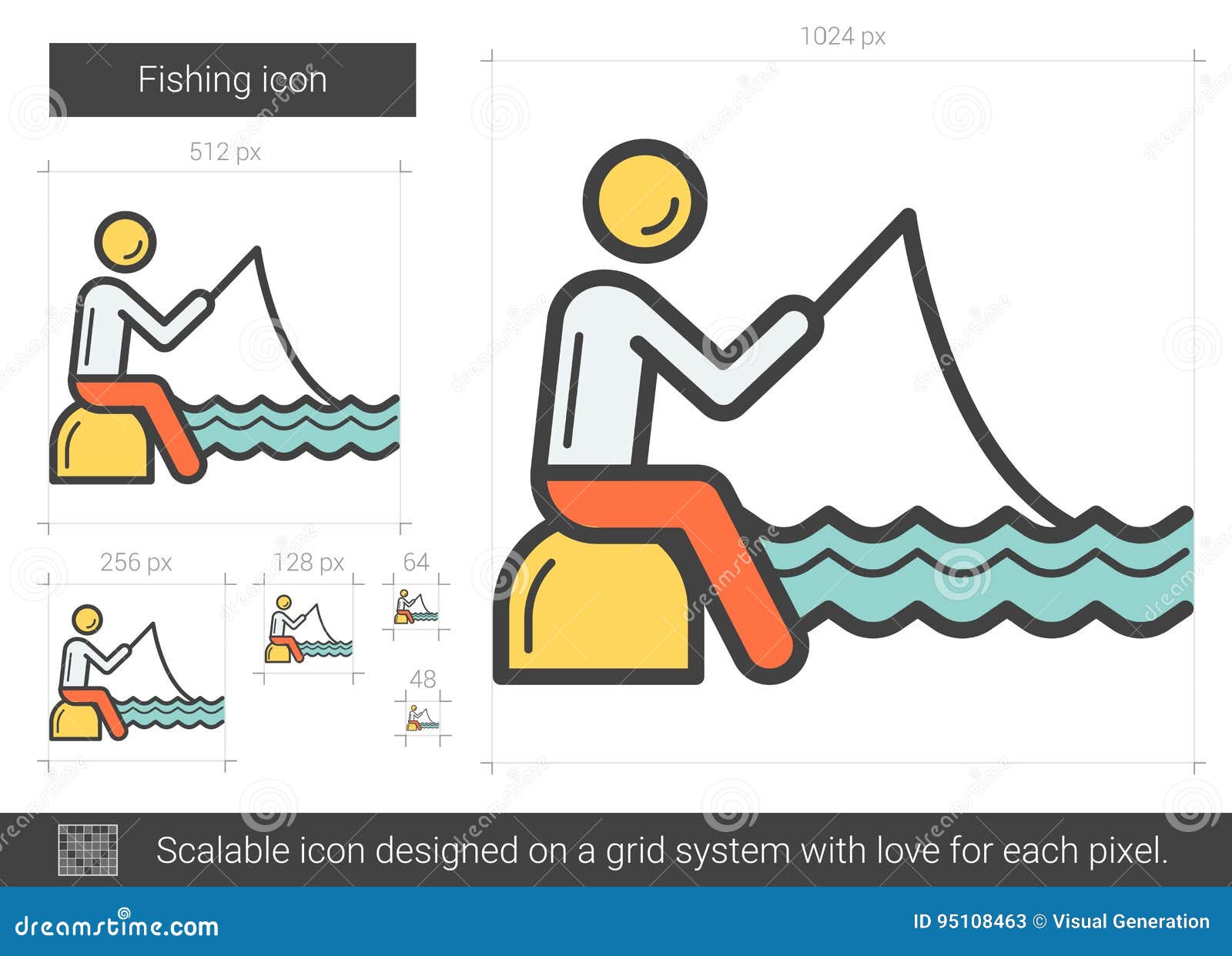 Download Fishing line icon. stock vector. Illustration of catch ...