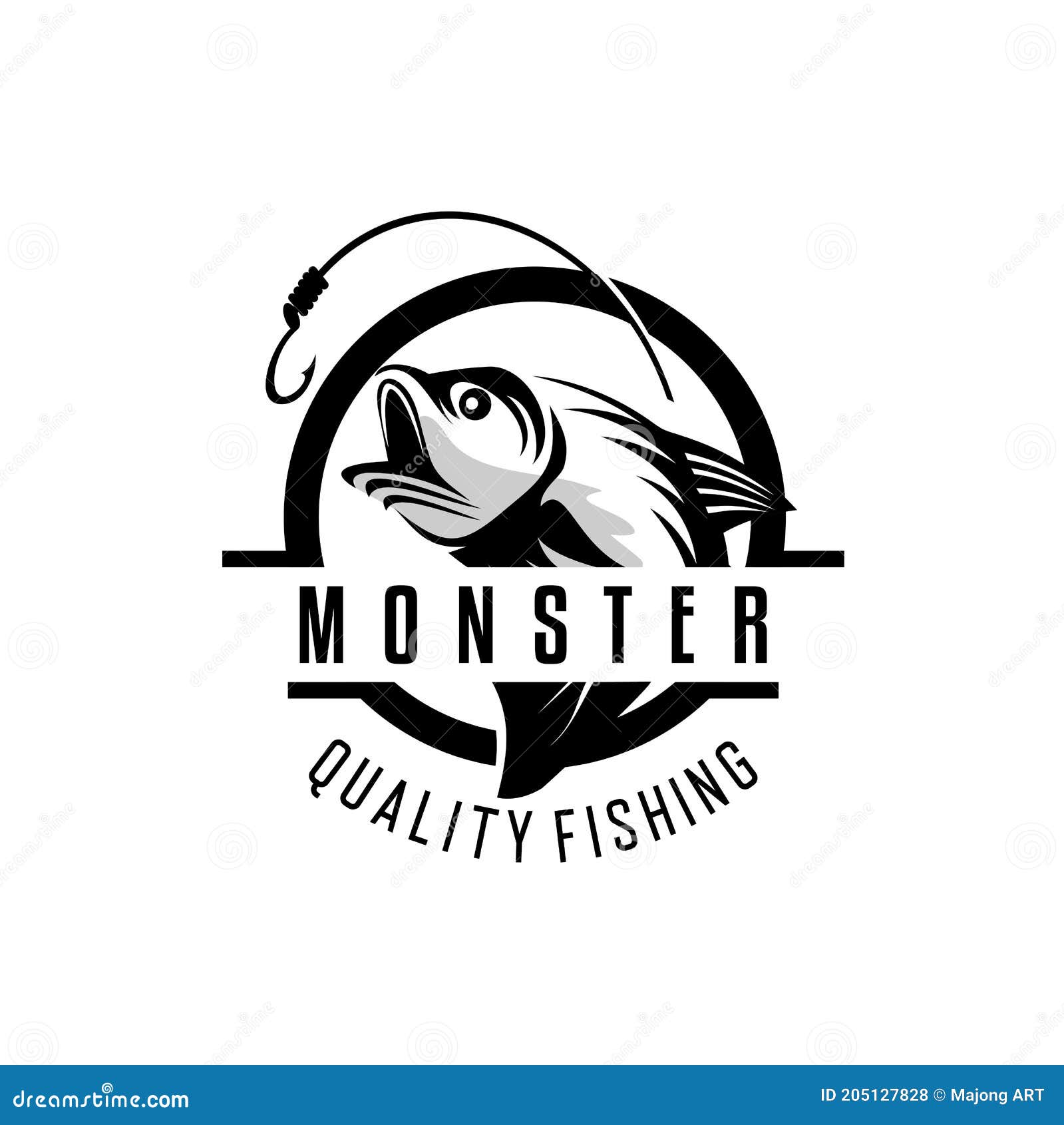 Fishing Logo Design Template. Fishing Logo Bass Fish With Club Emblem ...