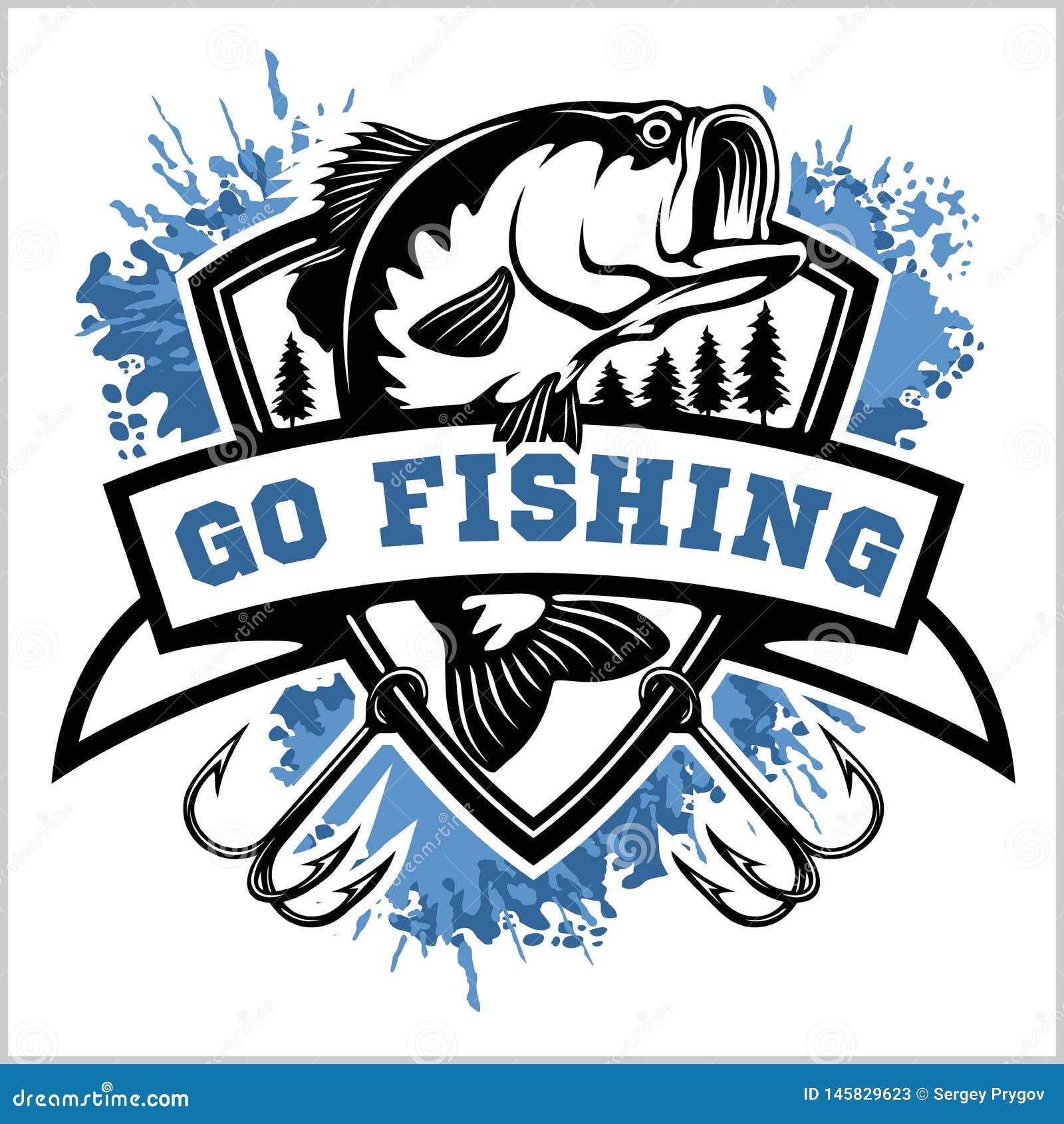 fishing logo. bass fish with club emblem. fishing theme  .