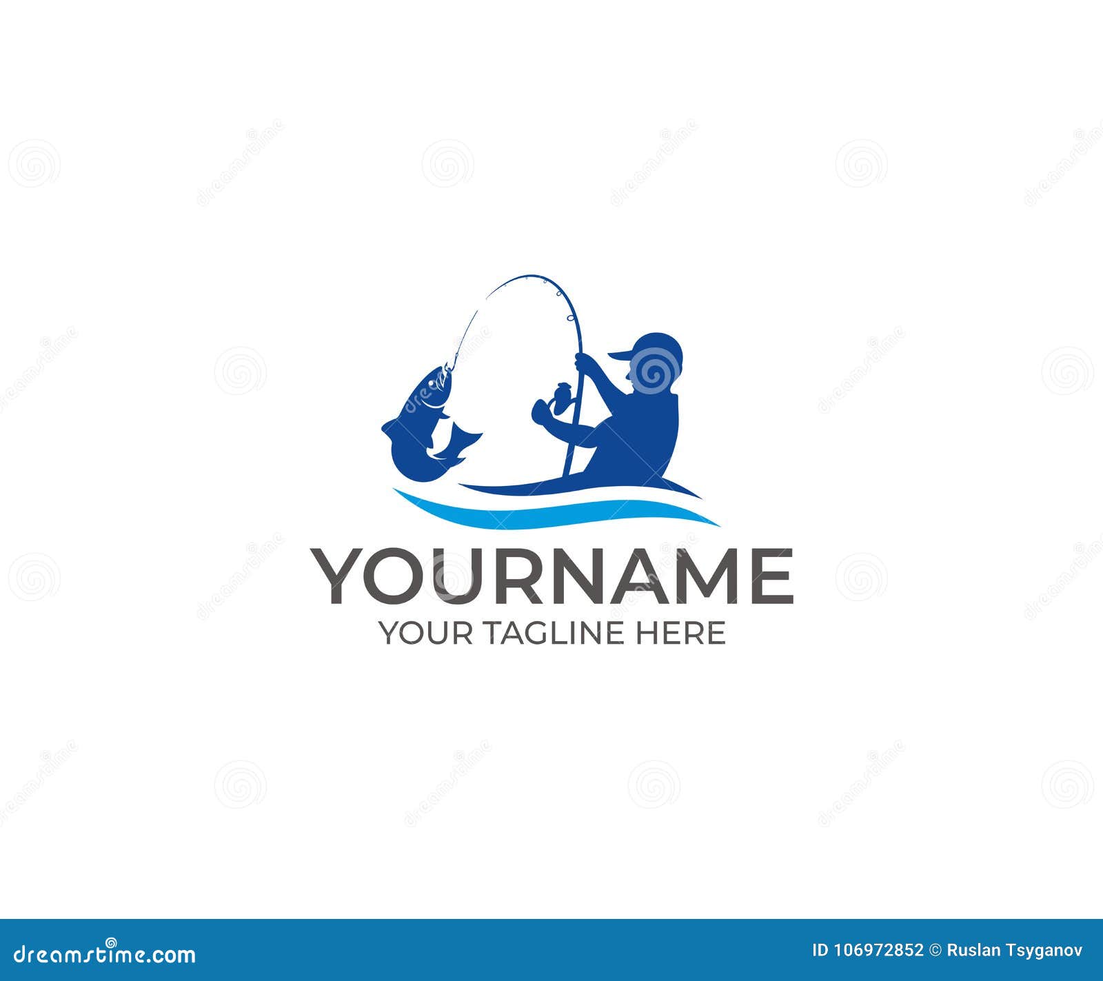 fishing logo template. fisherman and fish  