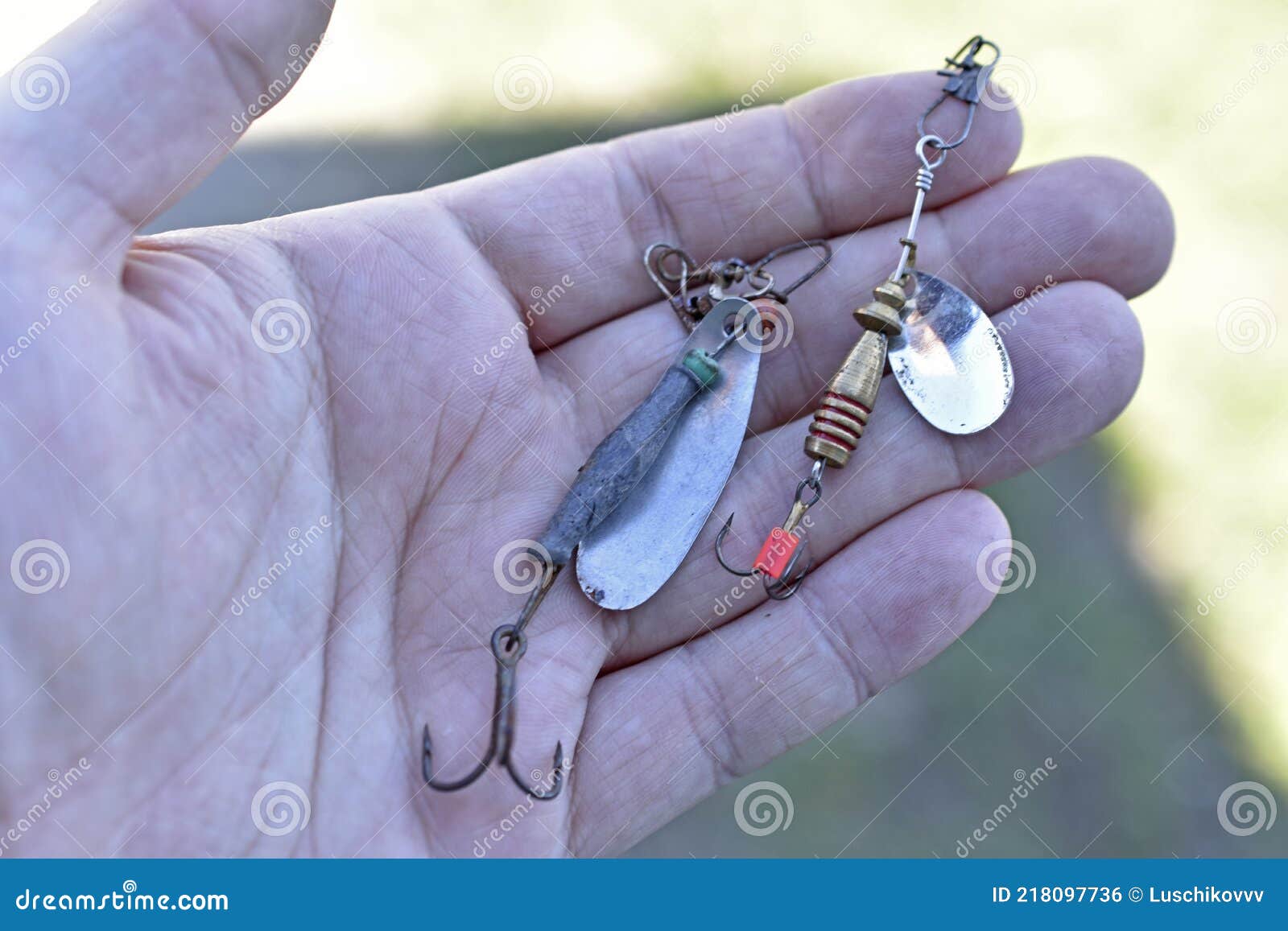 Fishing Lure on the Palm of a Person Stock Photo - Image of head,  lifestyle: 218097736