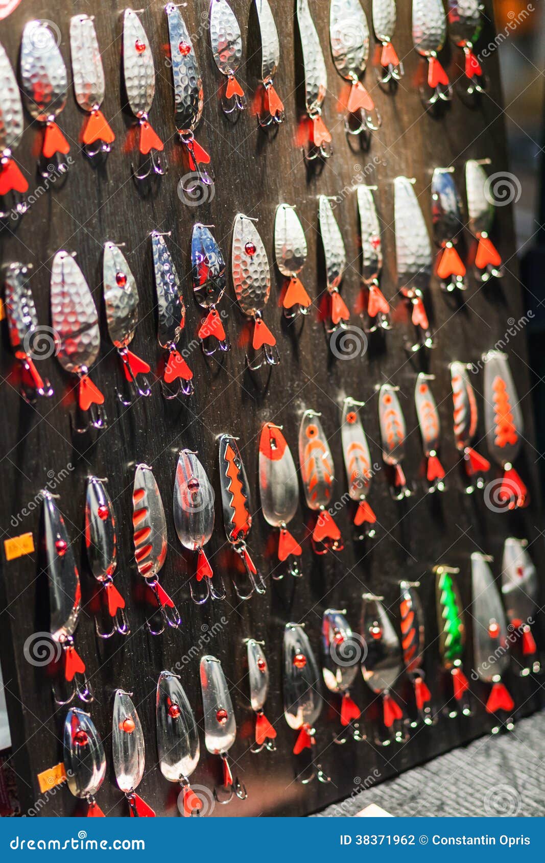 Fishing lures on display stock photo. Image of specialized - 38371962
